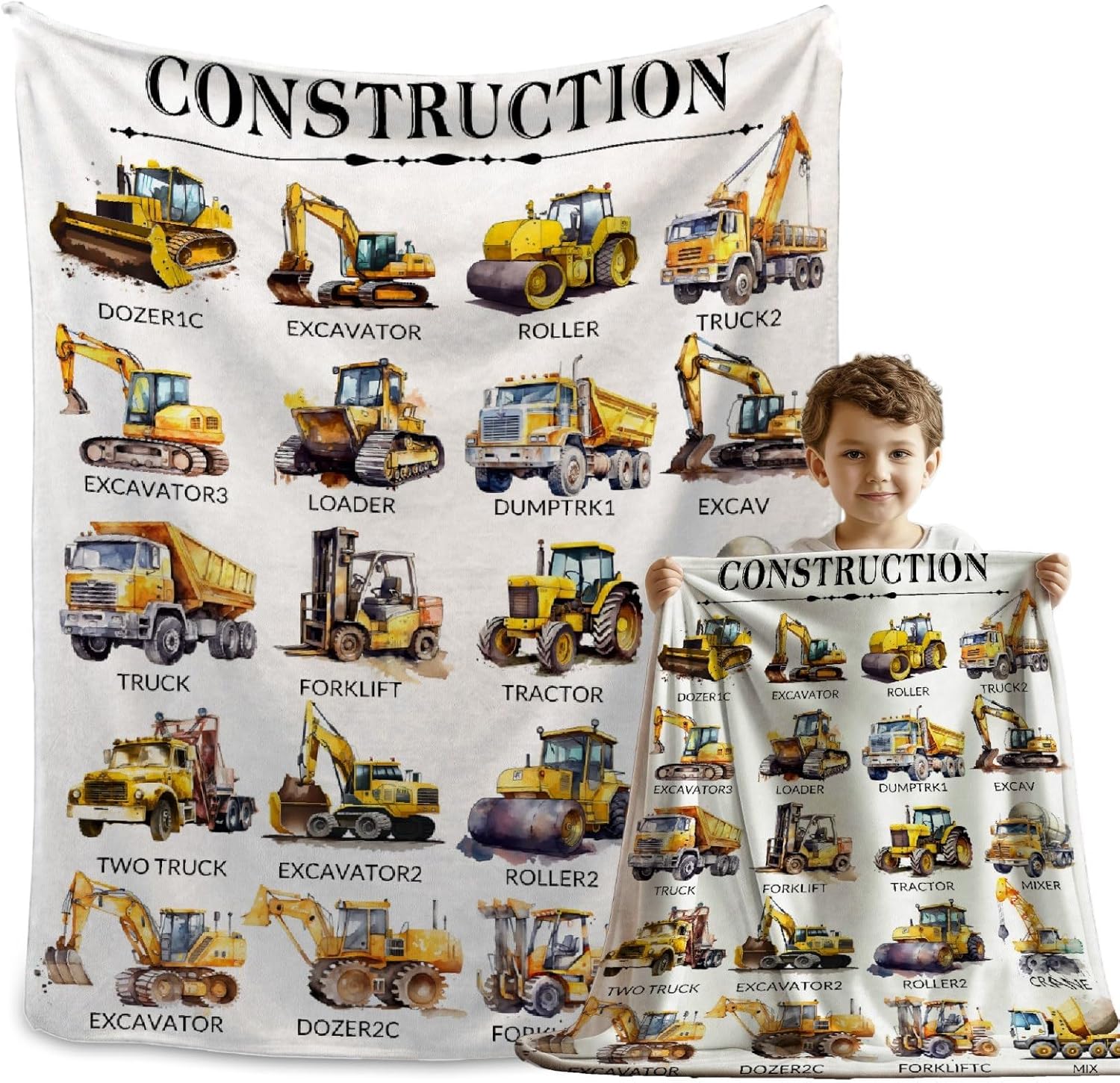 Truck Construction Equipment Flannel Blanket for Kids