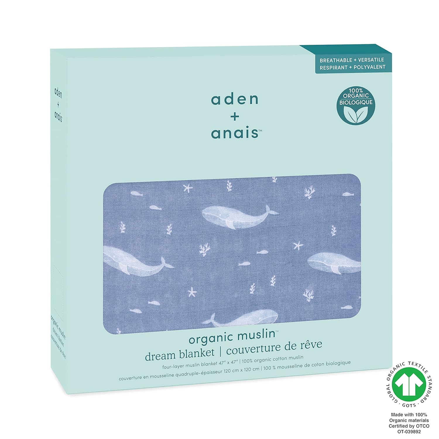 Aden Anais Organic Cotton Muslin Baby Blanket - Oceanic