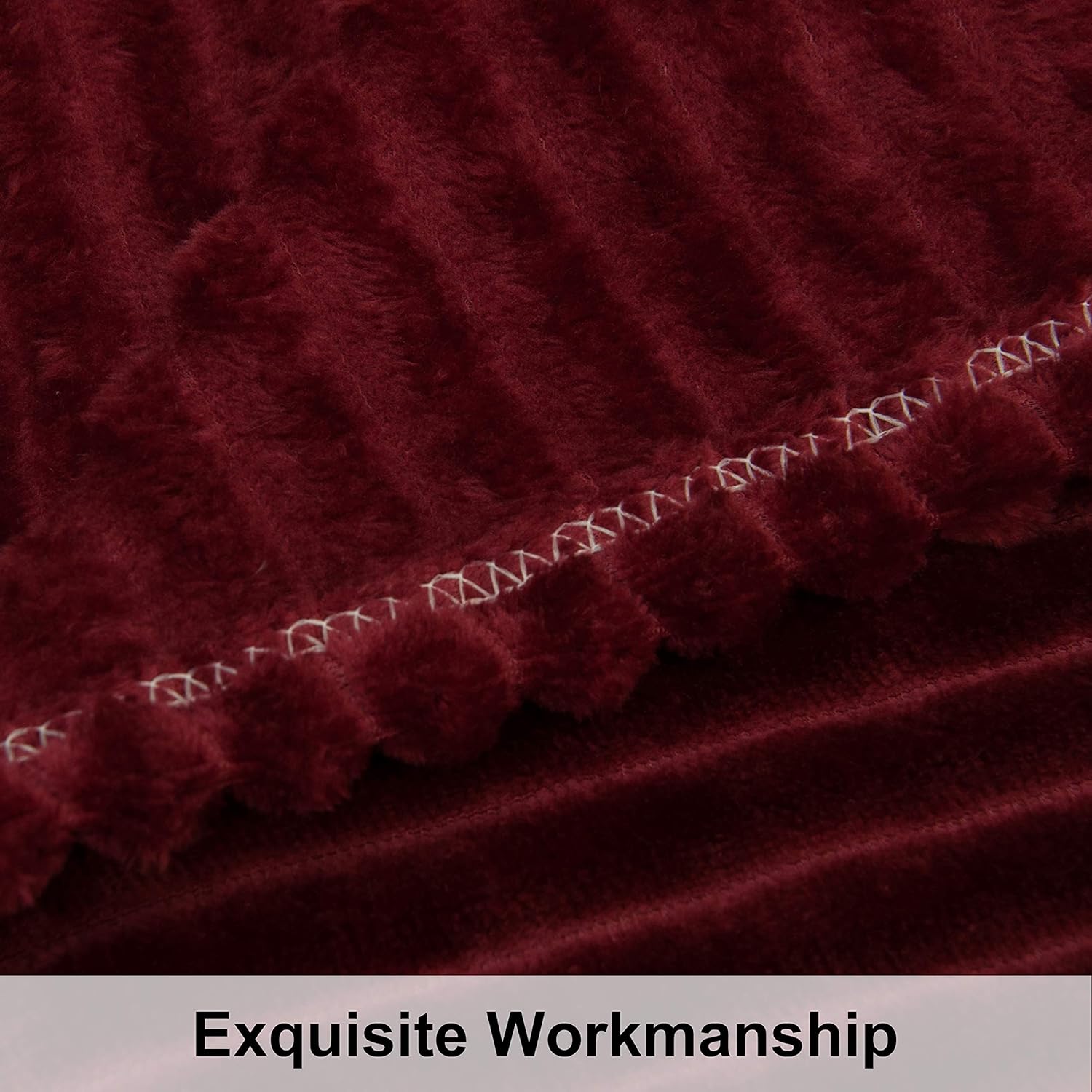 NTBAY Flannel Fuzzy Toddler Blanket - Reversible Stripes Wine Red 30x40 Inches