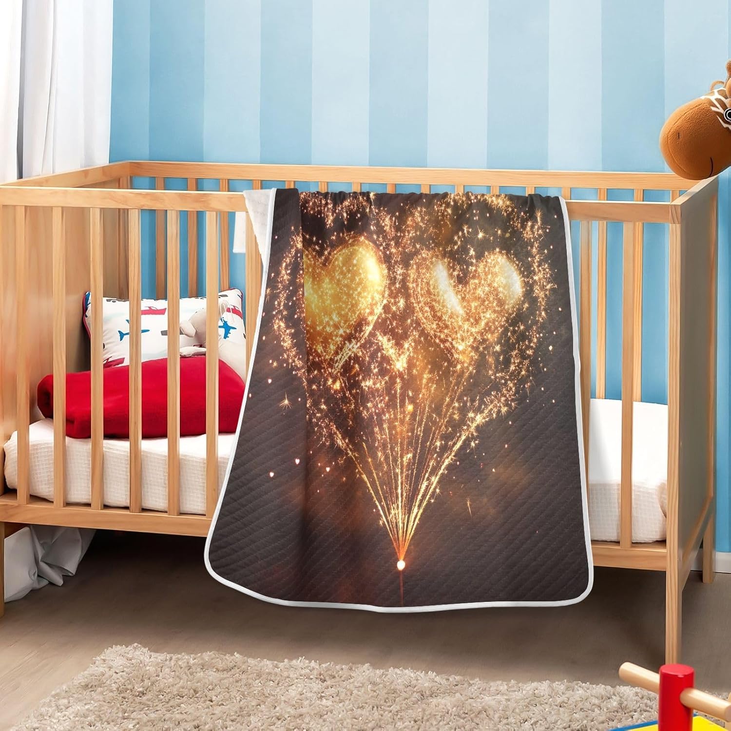 Burbuja Gold Heart Baby Blanket for Boys Girls 30x40