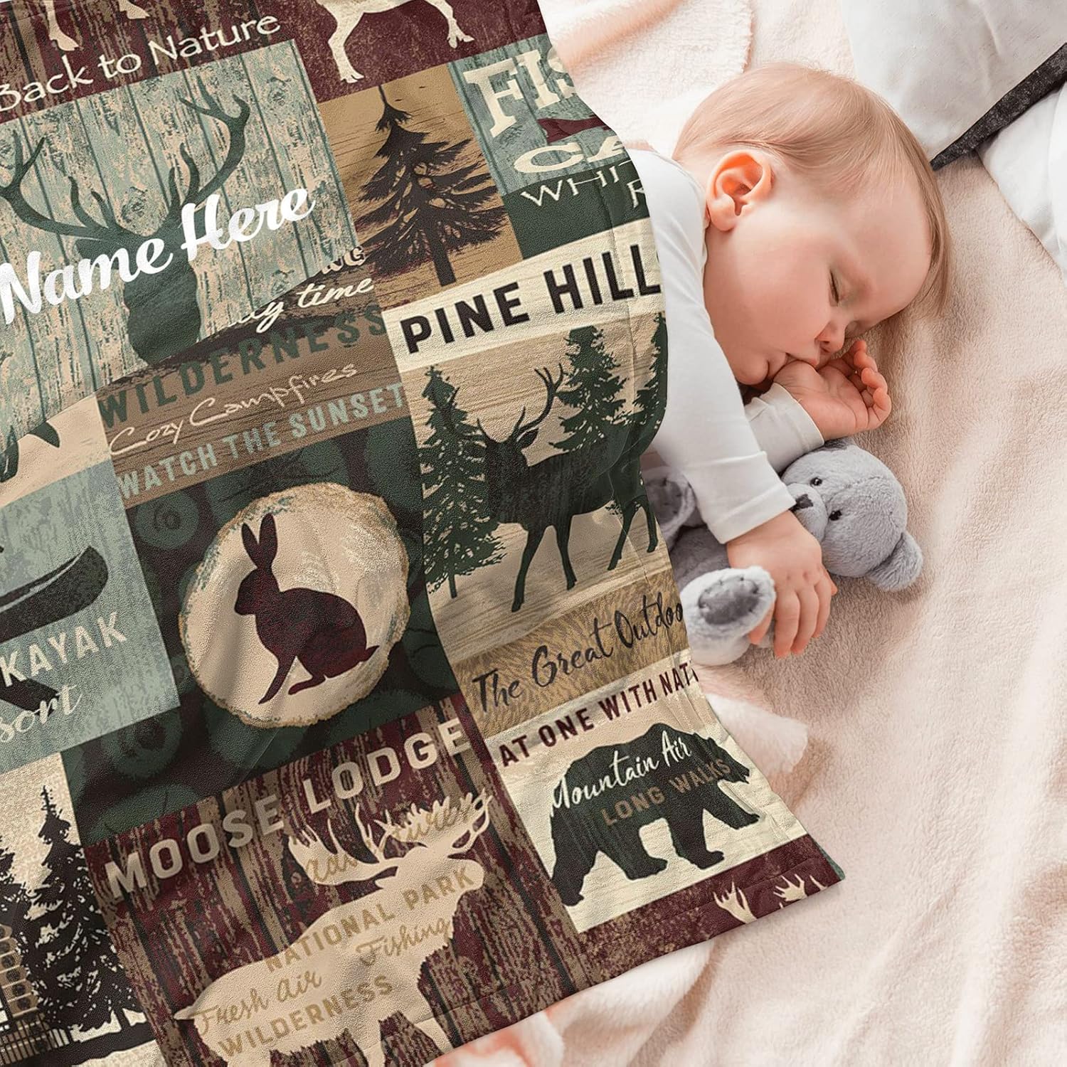Personalized Woodland Baby Blanket with Name
