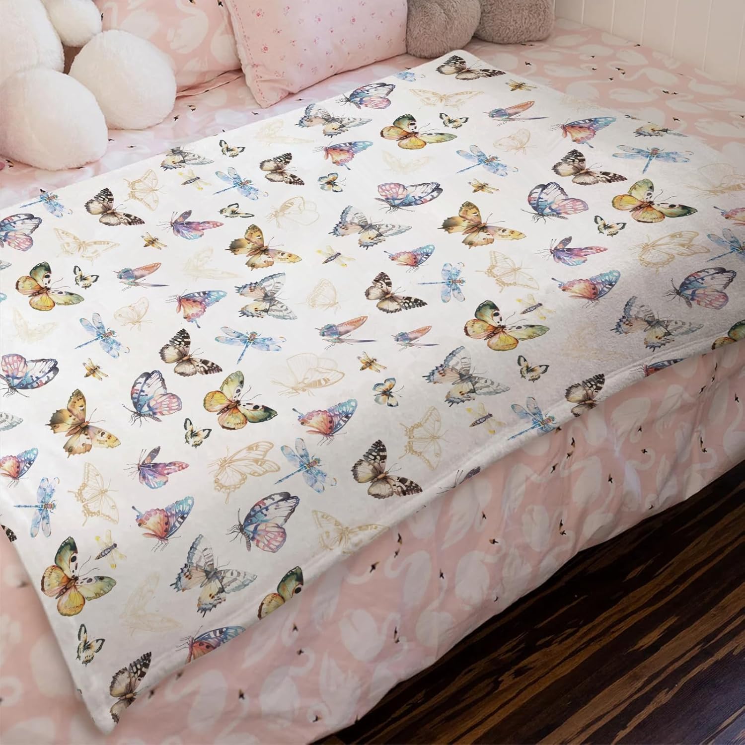 Boho Butterflies Flannel Baby Blanket 60x80 Inches