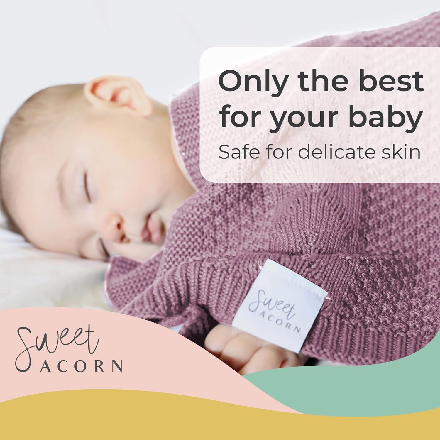 Sweet Acorn Lilac Purple Cable Knit Baby Blanket