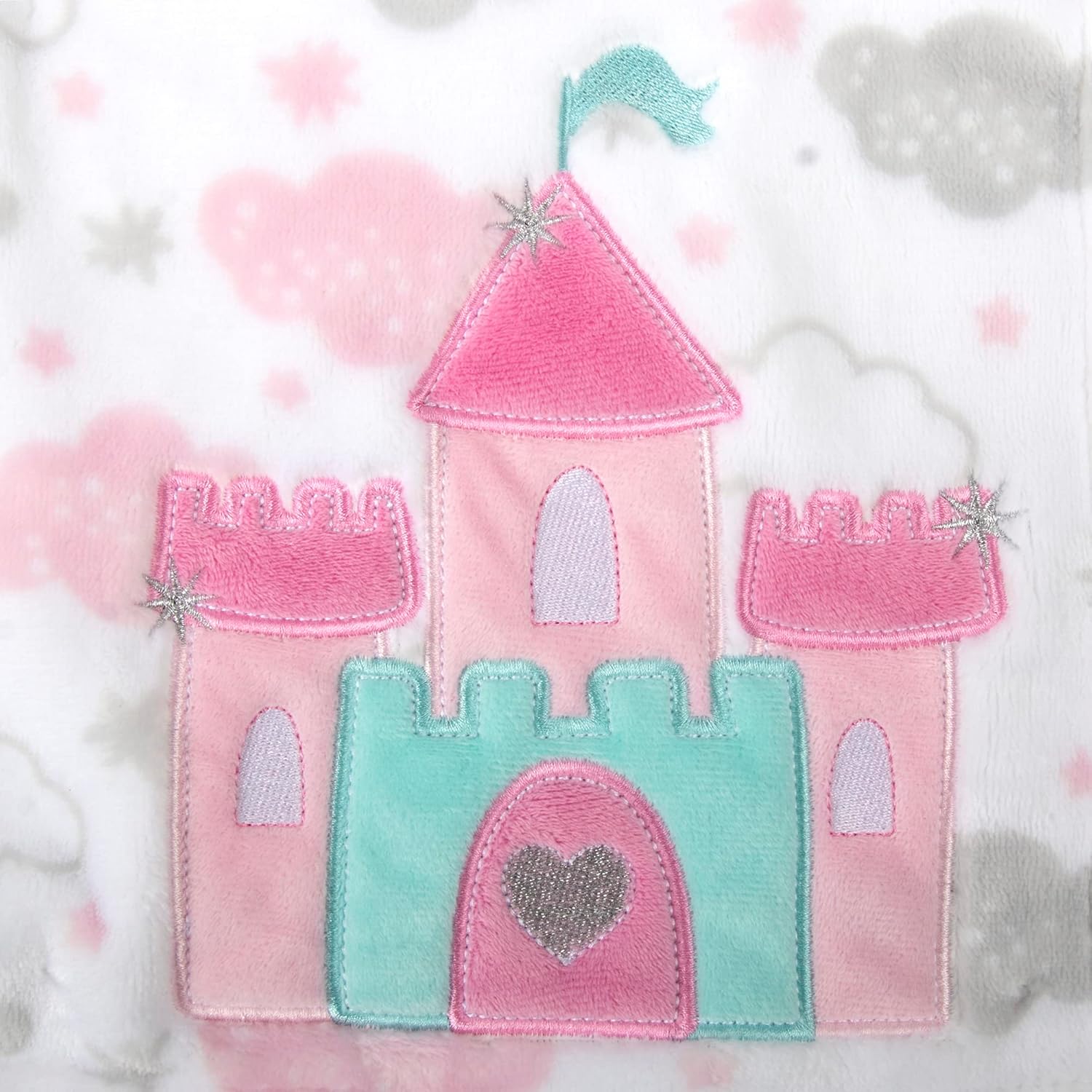 Plush Fleece Castle Clouds Baby Blanket 30x36