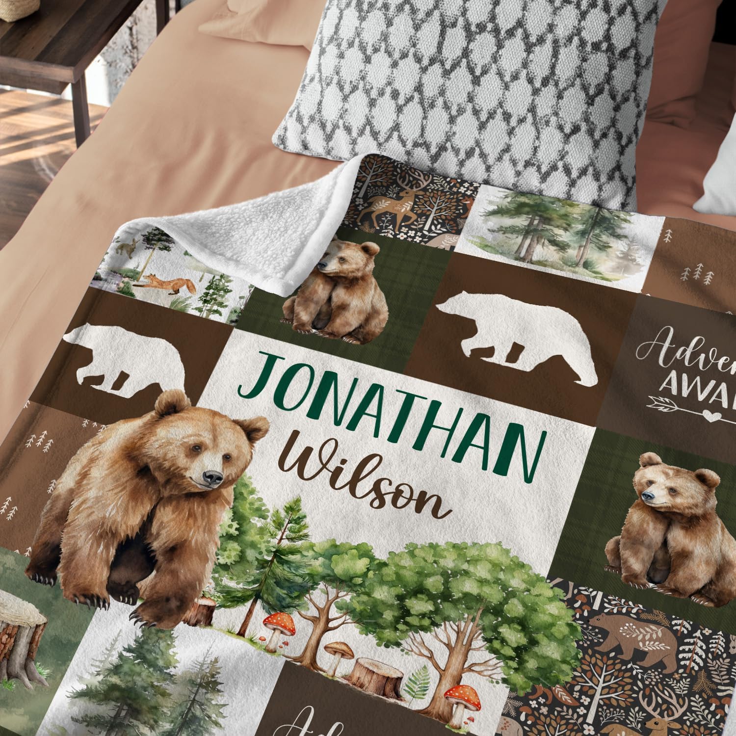 Personalized Woodland Baby Blanket with Custom Name 1