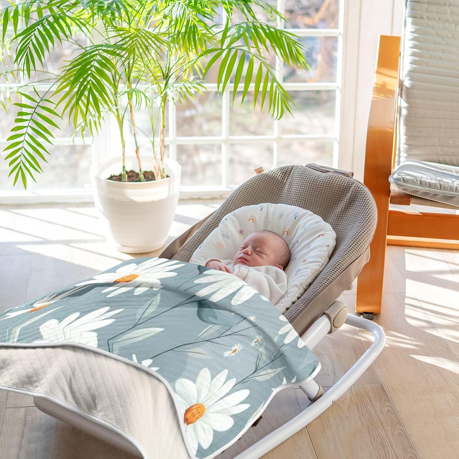 YJMYDDZ Baby Blanket with White Flowers 30x40 Inch