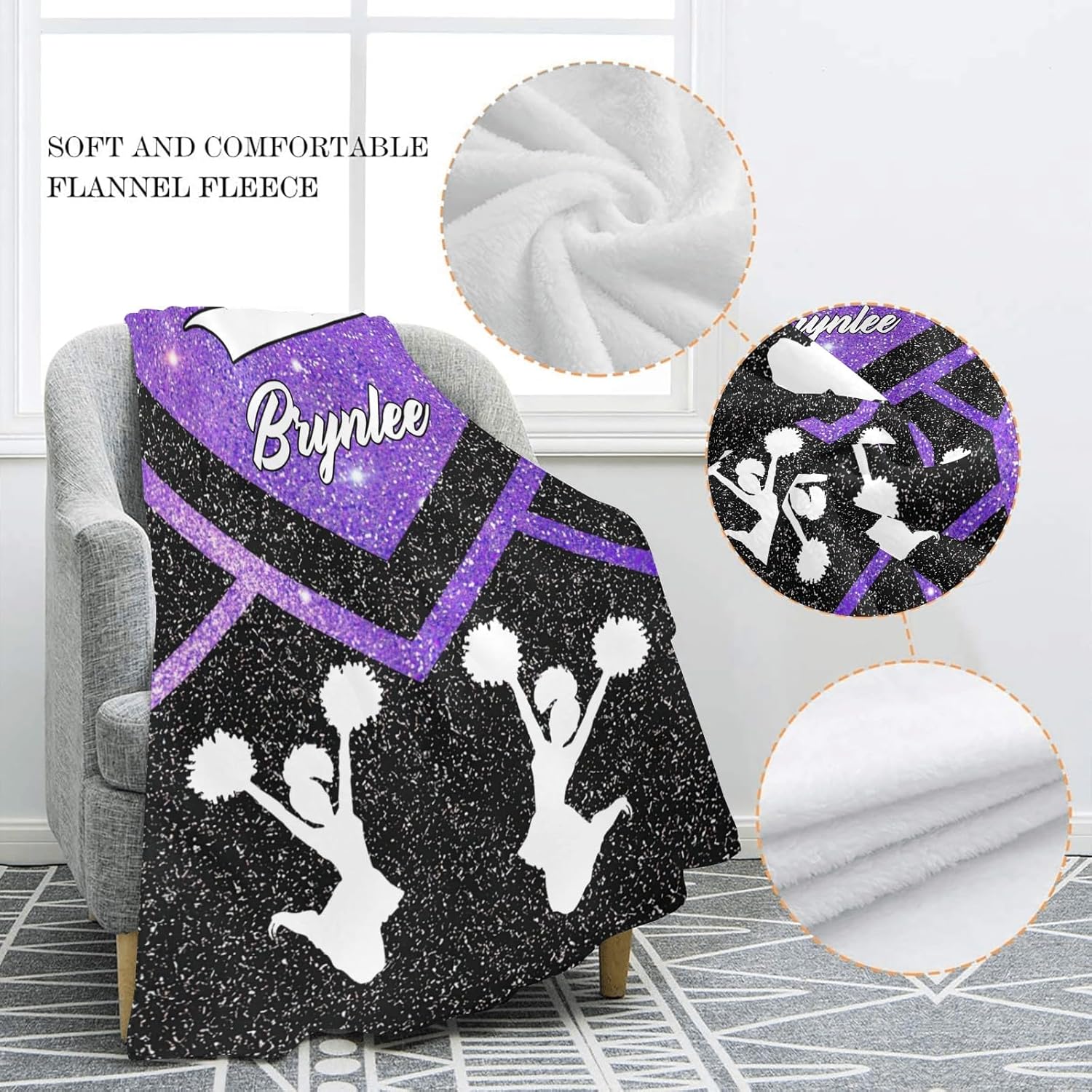 Custom Starry Purple Baby Blanket with Name for Newborn
