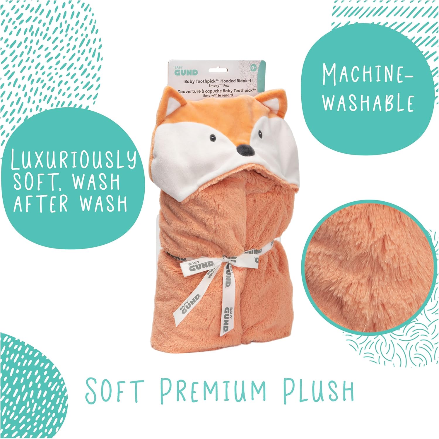 Baby GUND Lil Luvs Hooded Blanket - Emory Fox