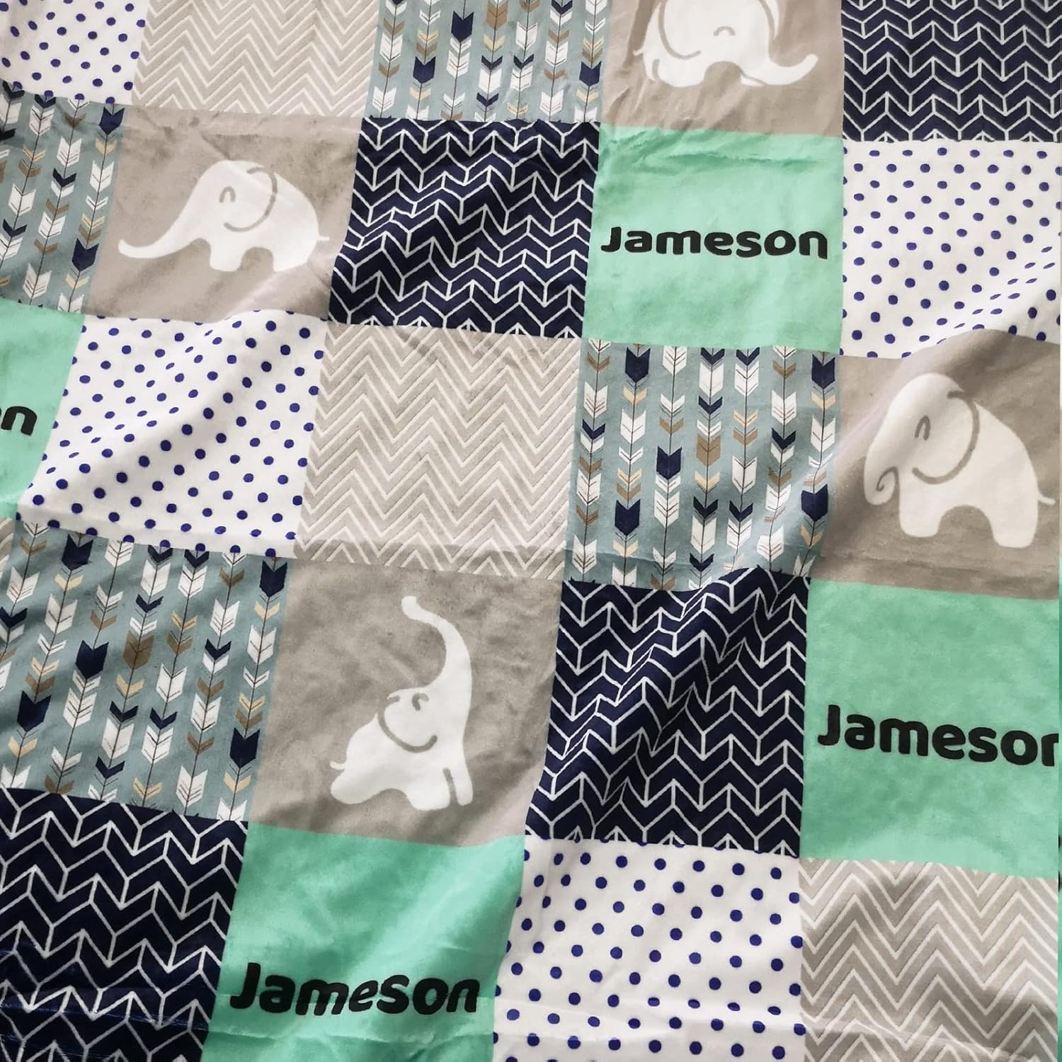 Personalized Elephant Baby Blanket with Name Soft Cozy