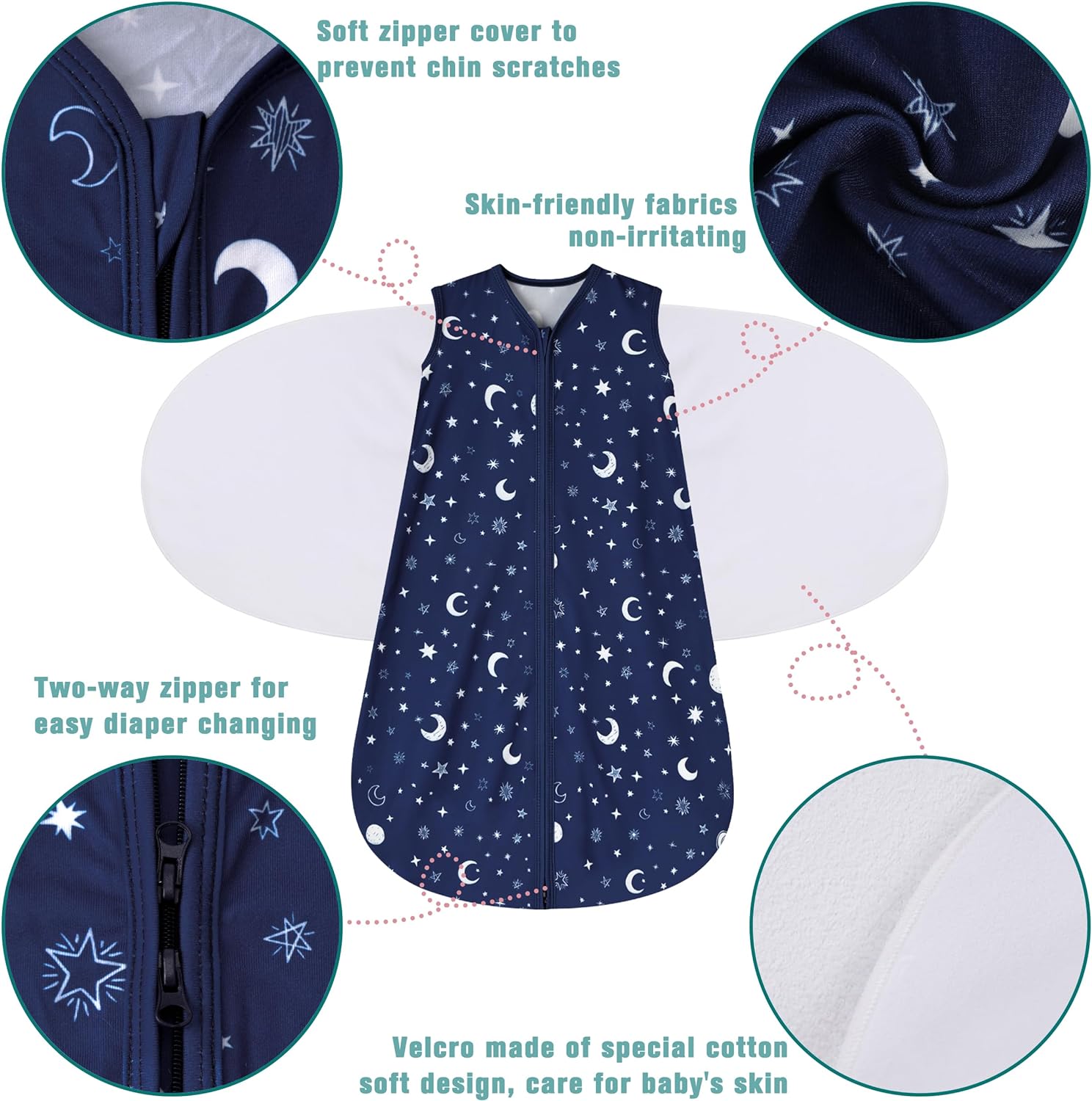 BSTOPPT Newborn Sleep Sack 3-6 Months Adjustable Swaddle