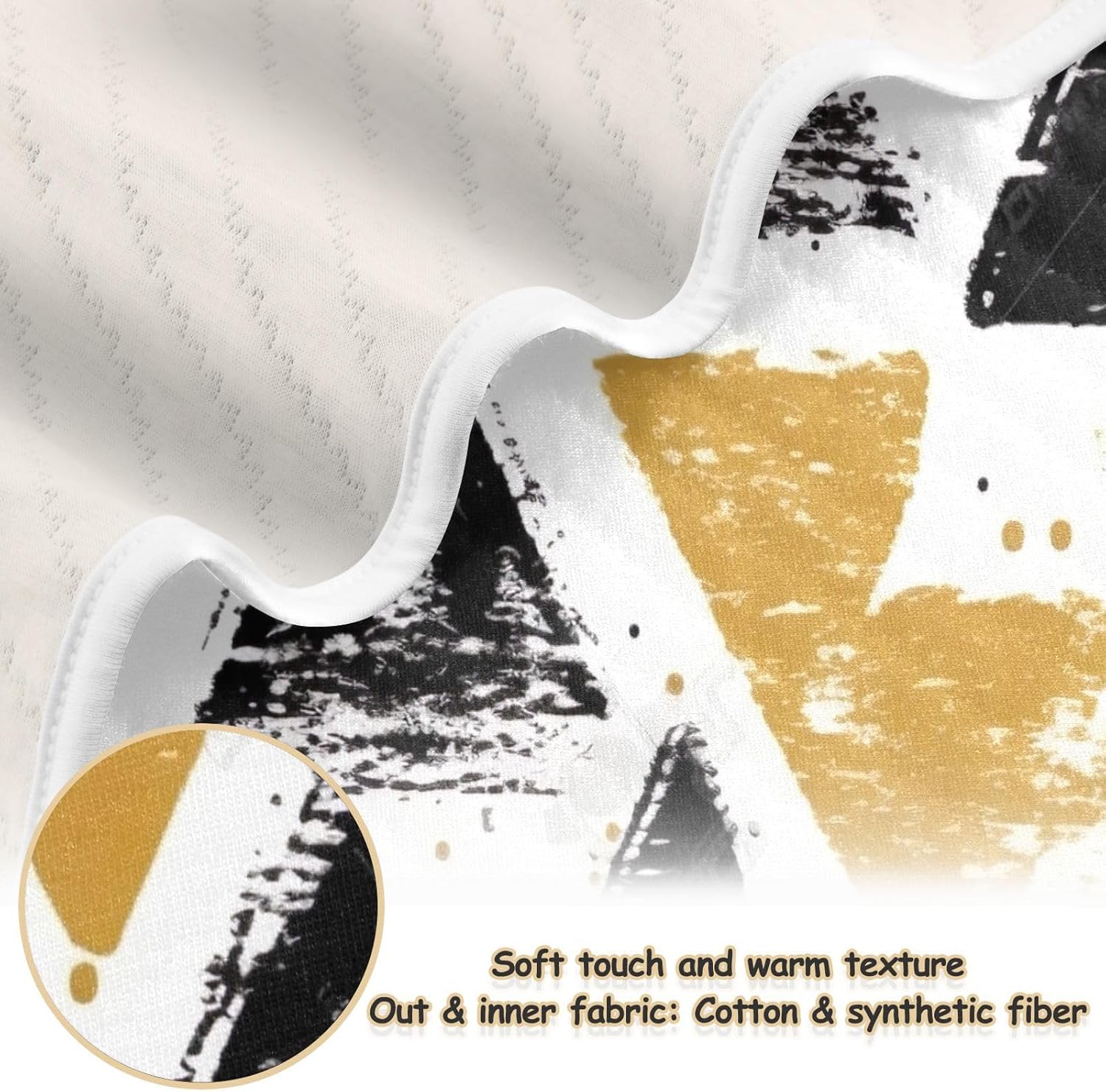 Wassud Black and Gold Triangles Baby Blanket 30x40in