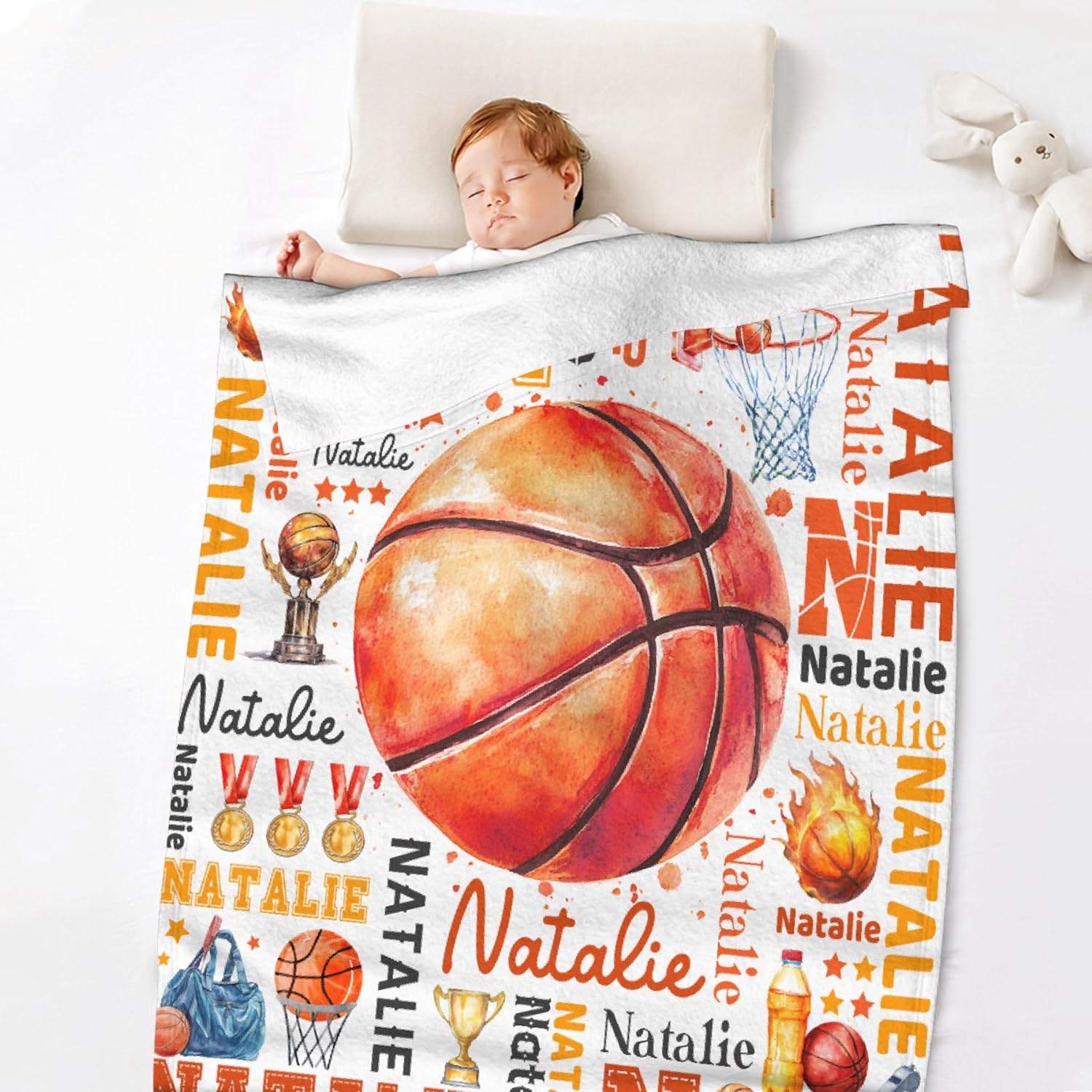 Custom Basketball Name Blanket - Toddler Size 30x40