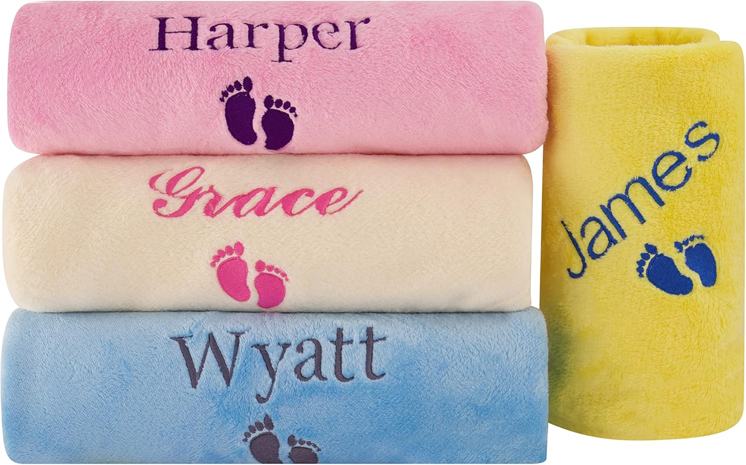 Personalized Passion Baby Blanket - Custom Name and Feet Design 28x40 Cream
