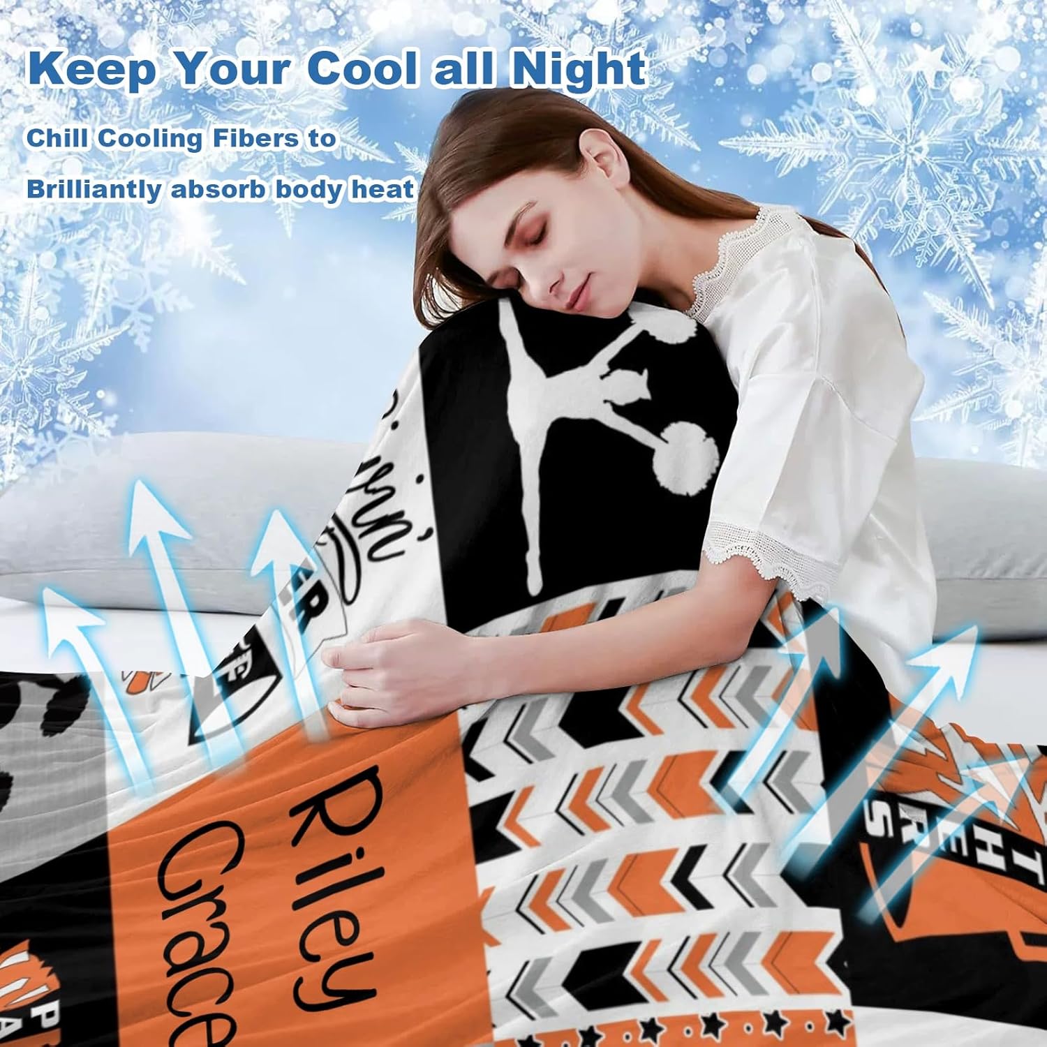 Deven Orange I Love Cheer Cooling Blanket for Toddler