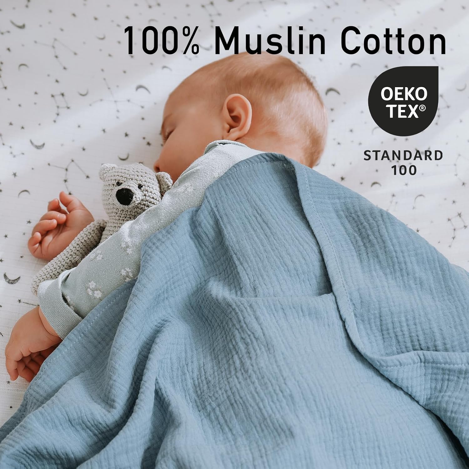 GLLQUEN BABY Muslin Swaddle Blankets 3-Pack