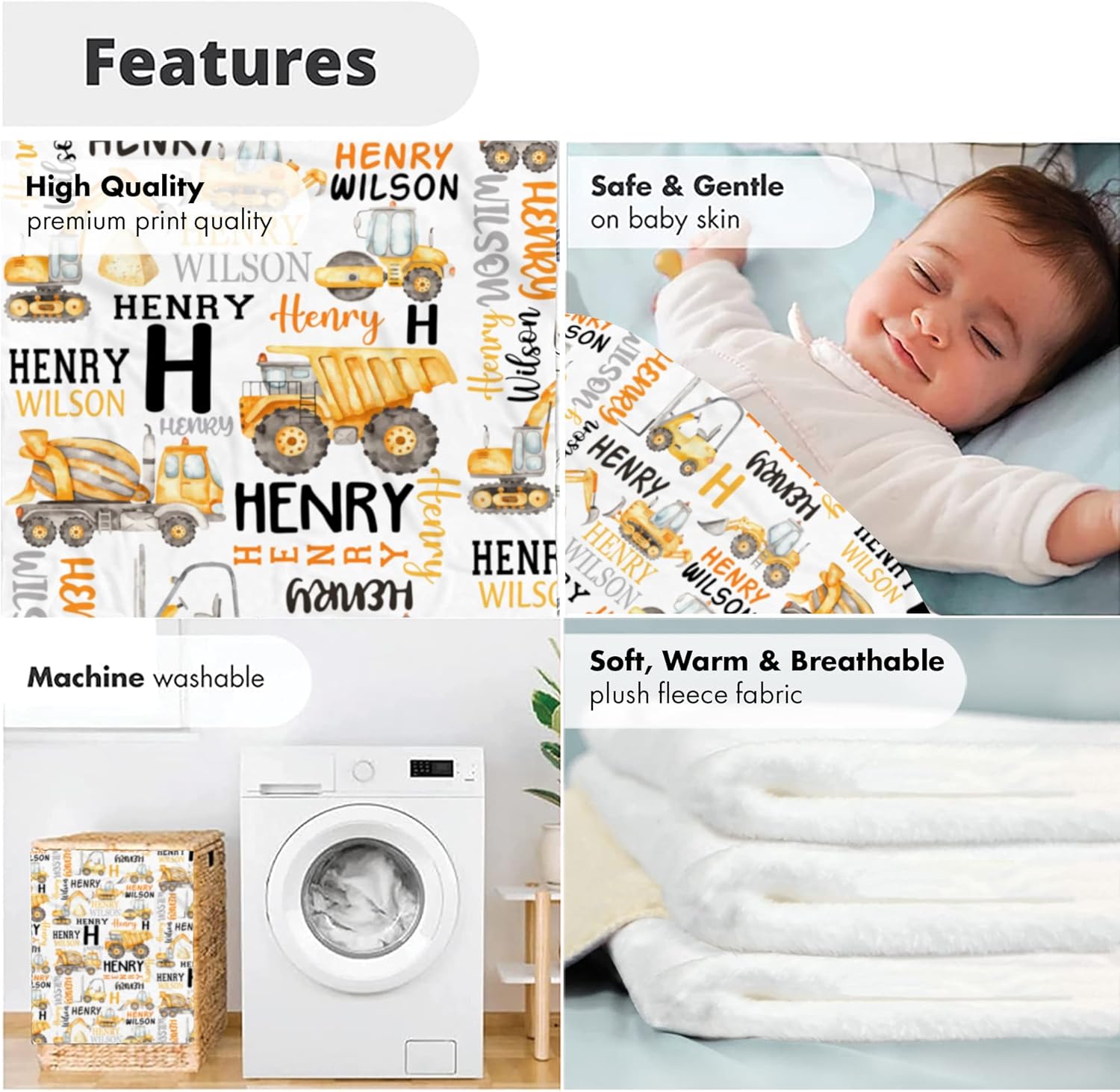 Custom Baby Blanket with Name - Car Theme