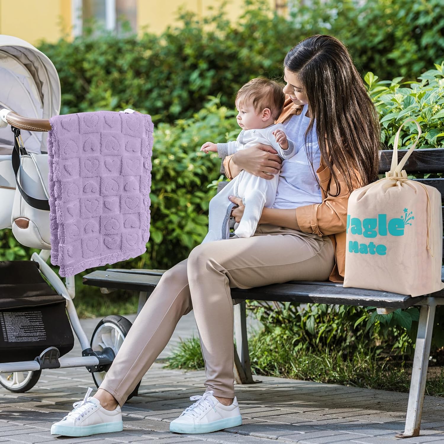 Yagle Mate 4 Pcs Checkered Baby Blankets 30x40 Purple