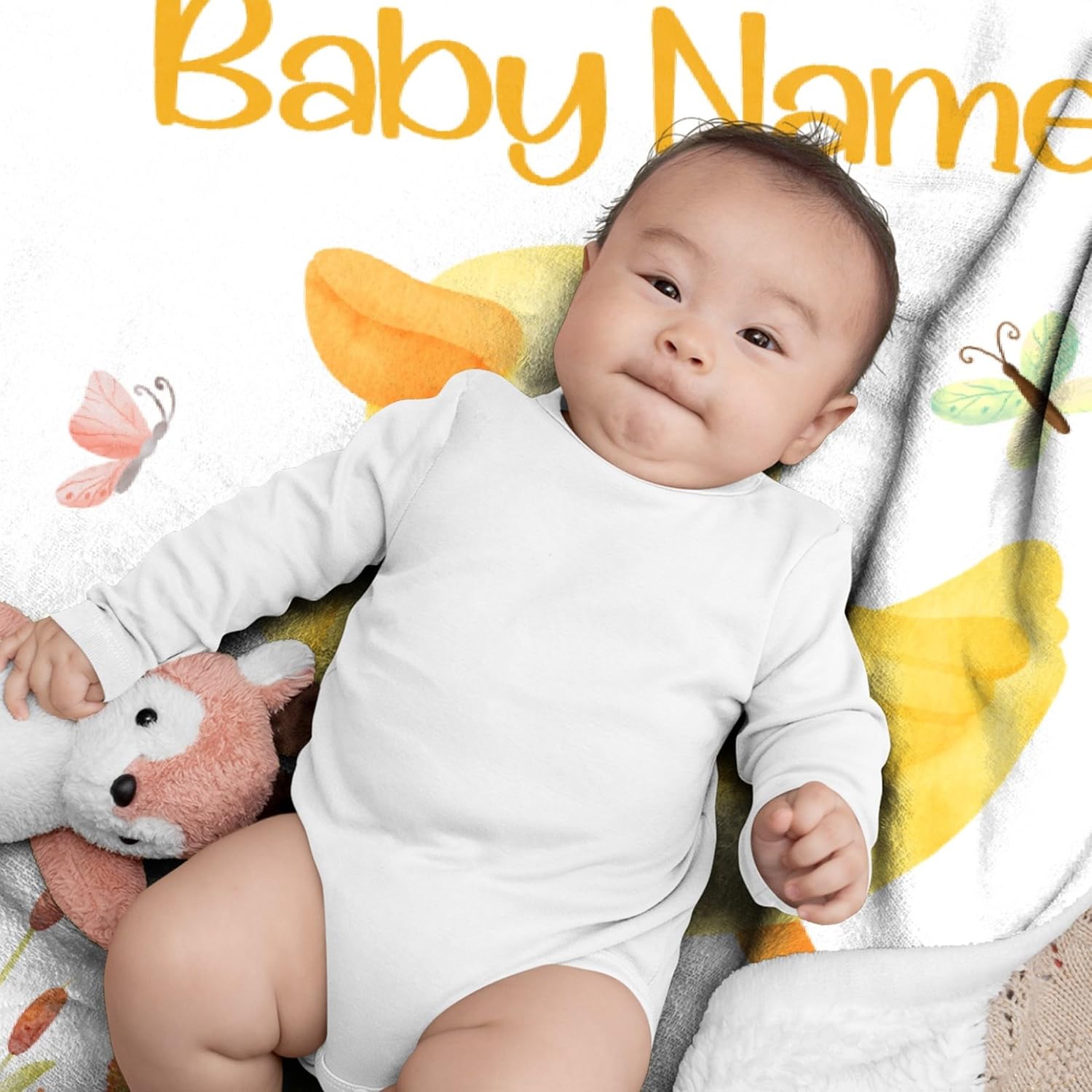 Personalized Duck Baby Blanket with Name Toddler Size 30x40