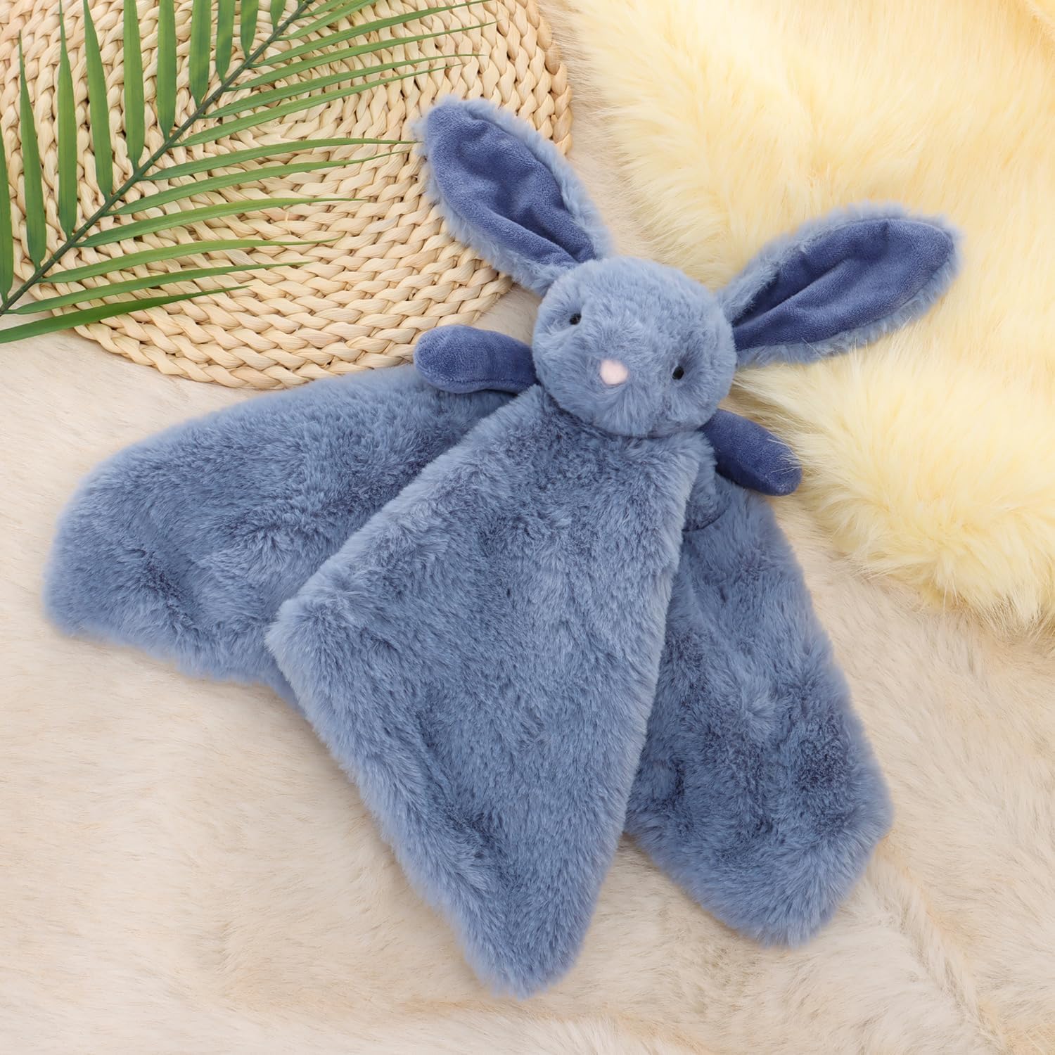 Apricot Lamb Navy Blue Bunny Security Blanket Baby Lovey