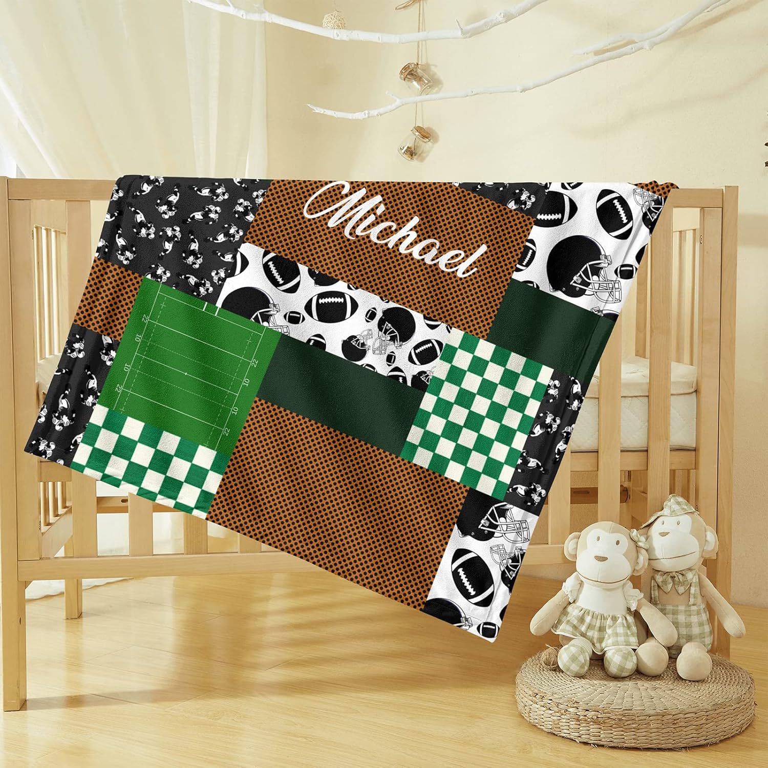 Munific Football Rugby Baby Blanket with Name