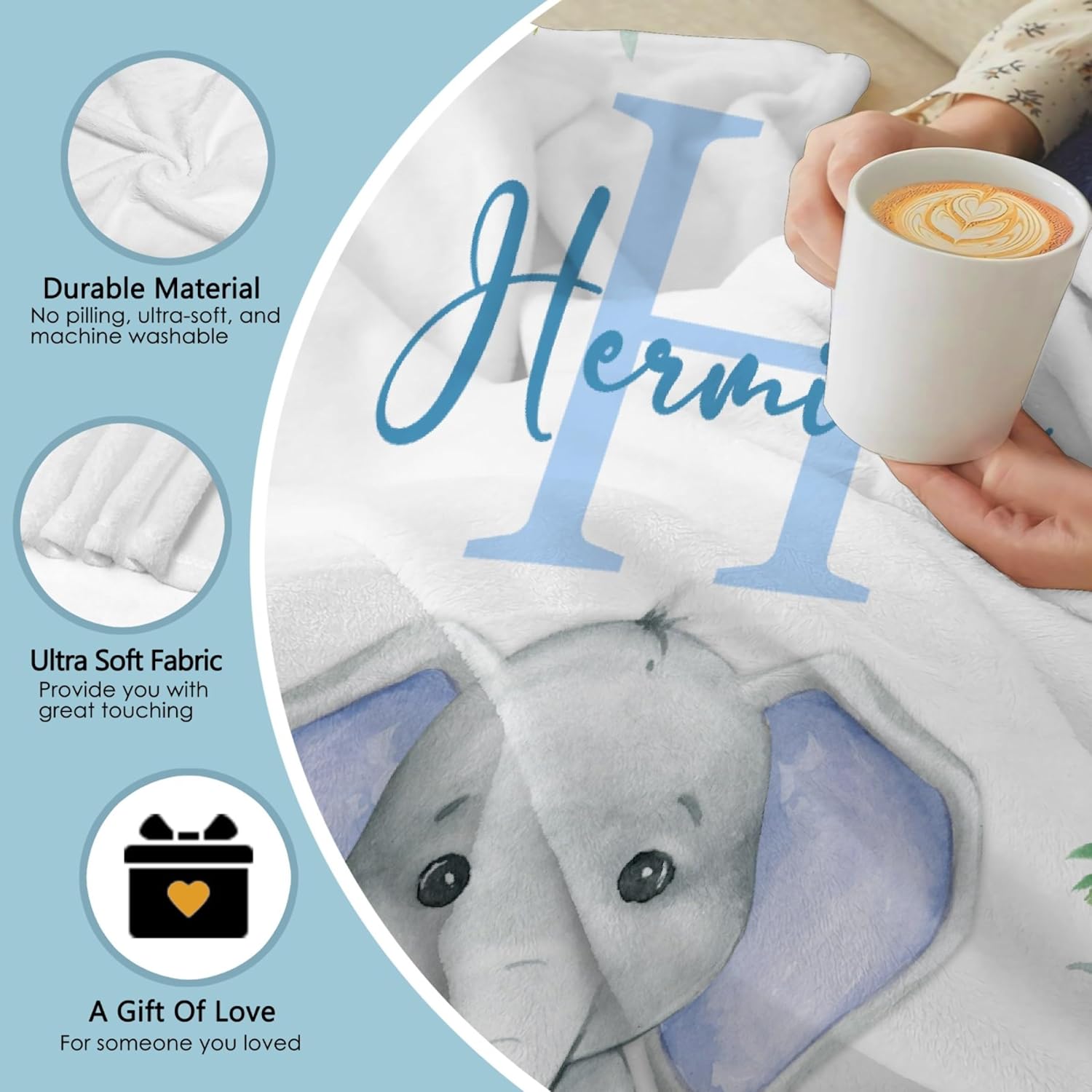Aniruddha Custom Elephant Baby Name Blanket 1