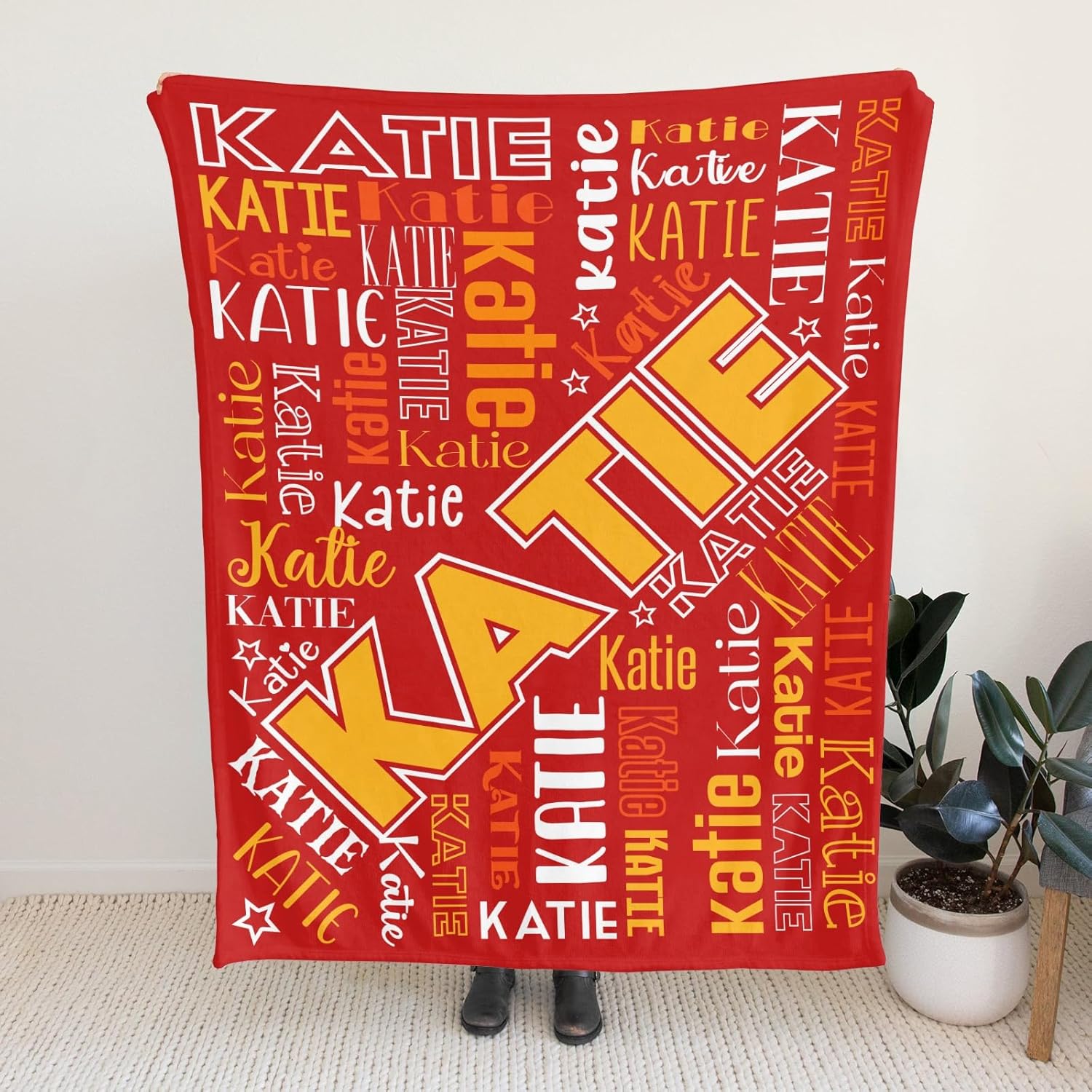 OAHEDIAM Personalized Baby Blanket with Name Red 30x40 Inches