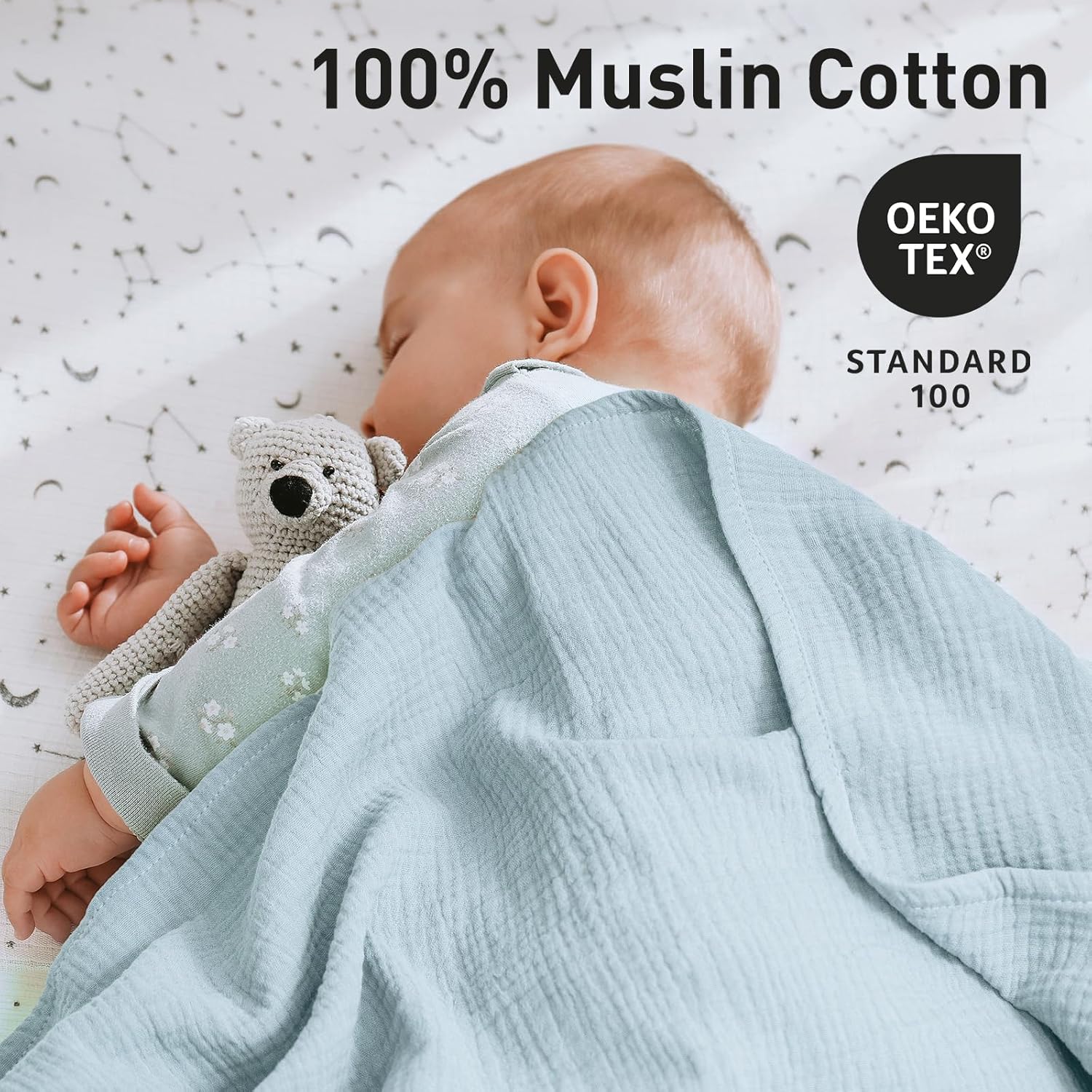 GLLQUEN BABY 4-Pack Muslin Swaddle Blankets for Newborns