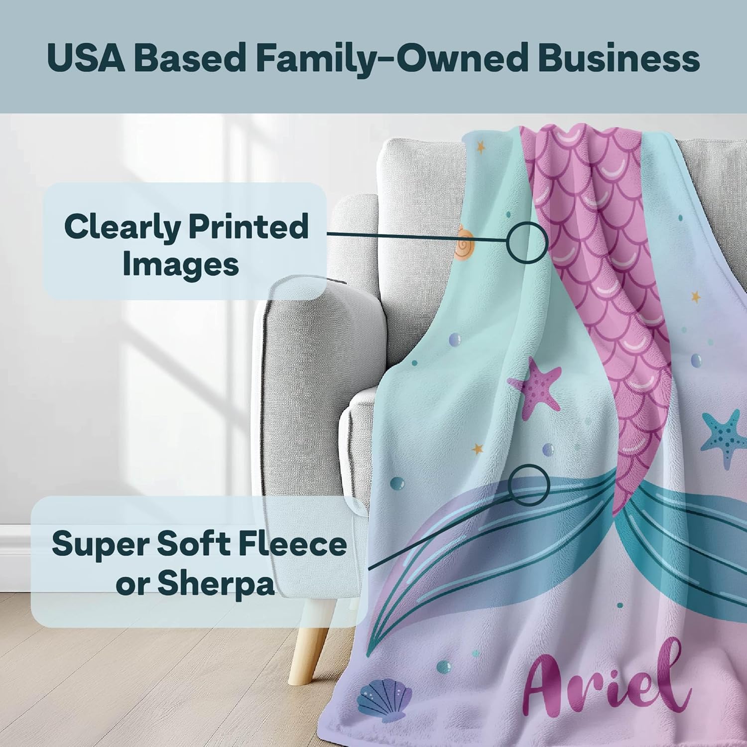 Custom Princess Blanket - Personalized Fleece Throw for Girls