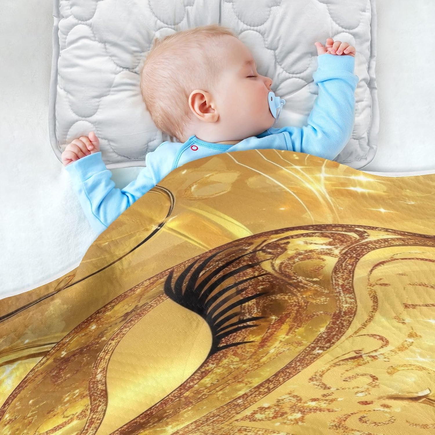Burbuja Mardi Gras Gold Mask Baby Blanket 30x40