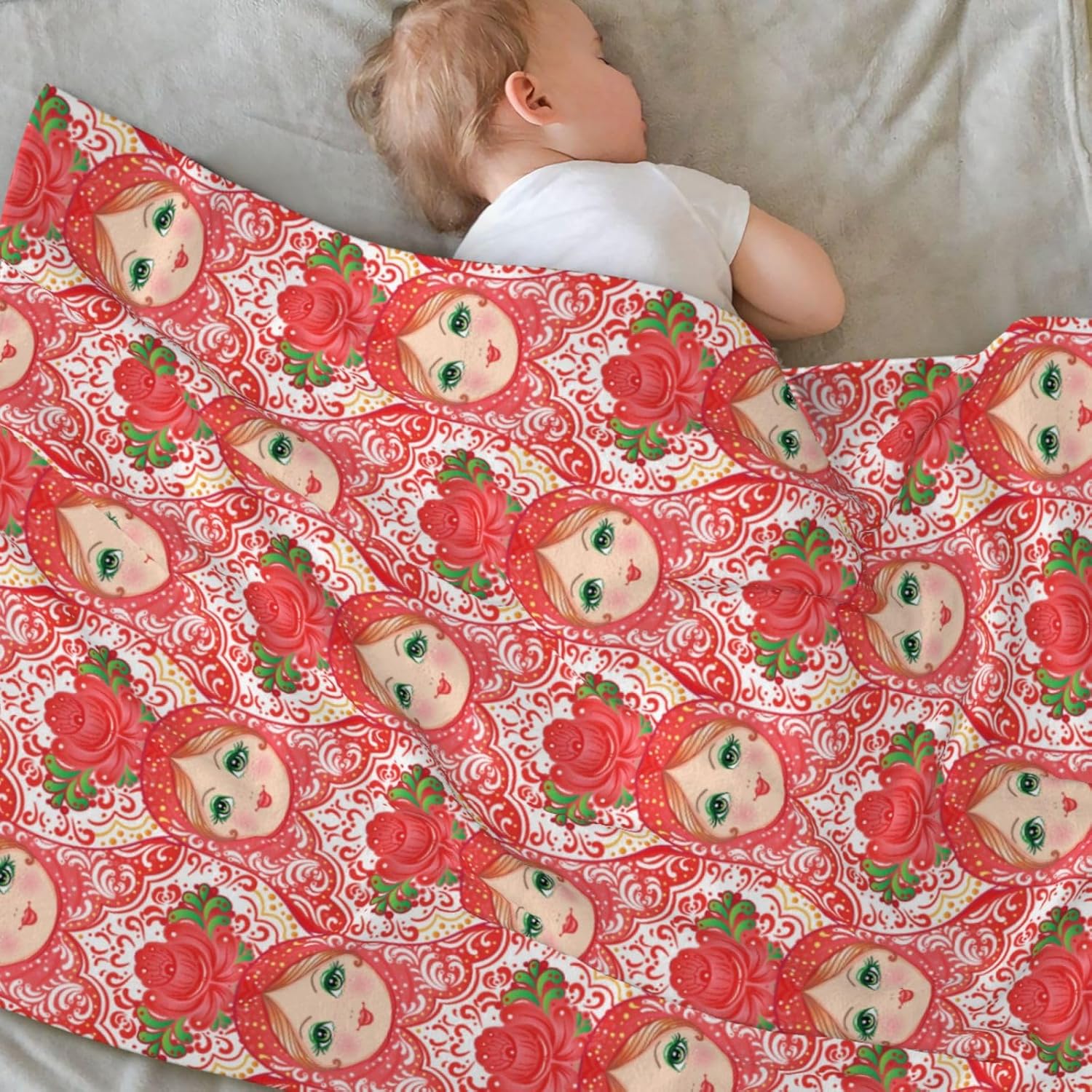 Duduho Traditional Russian Nesting Doll Baby Blanket