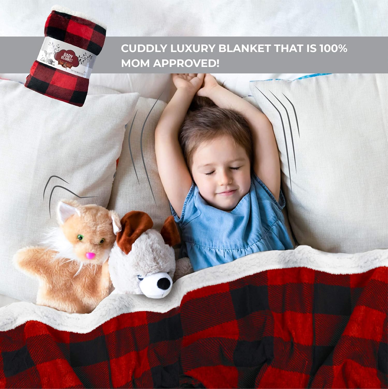 TrailCrest Ultra Soft Sherpa Fleece Plaid Baby Blanket 1