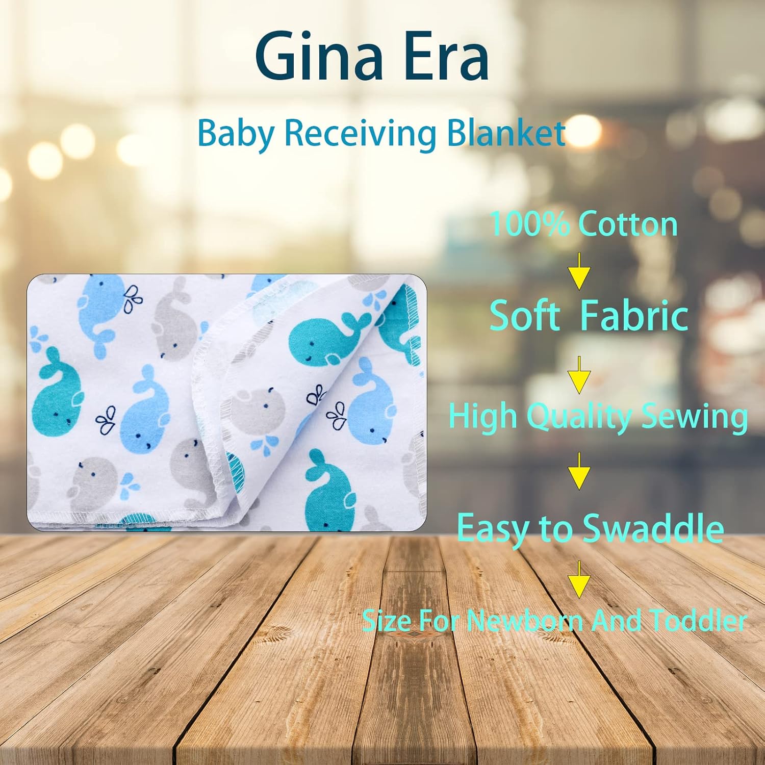 Gina Era Flannel Receiving Blankets 4 Pack 30x30 Inch