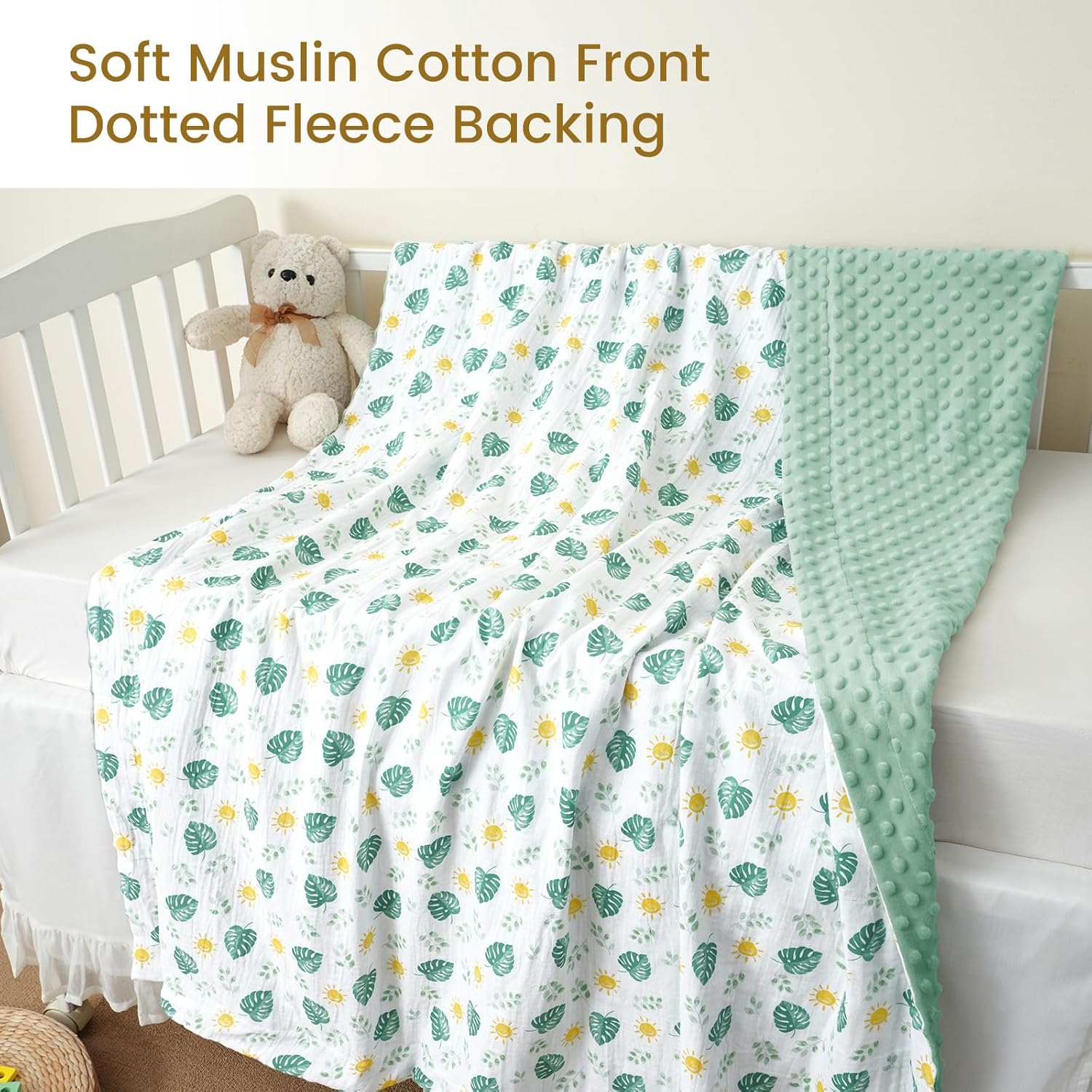 Davids Kids Muslin Minky Baby Blanket Leaf