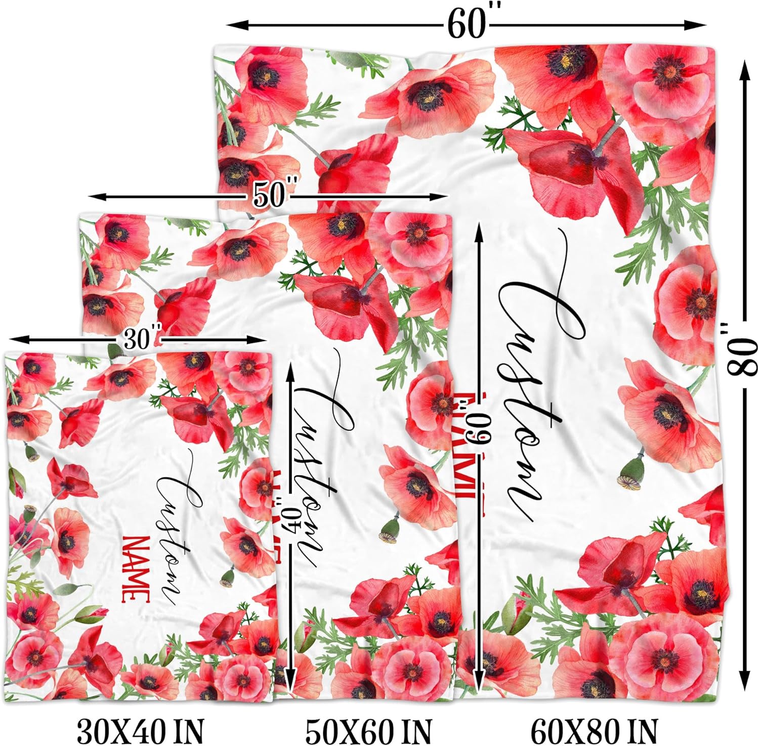 Personalized Poppies Baby Blanket Custom Crib Decor