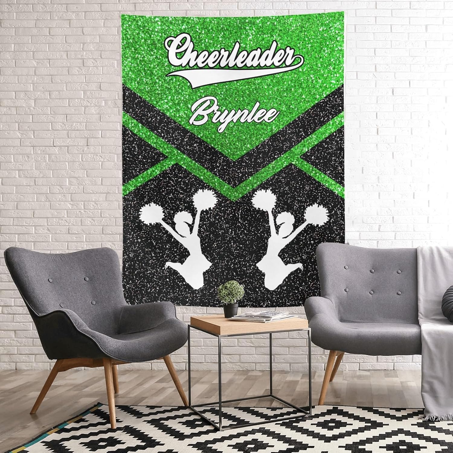Custom Cheer Green Baby Blanket with Name for Newborn