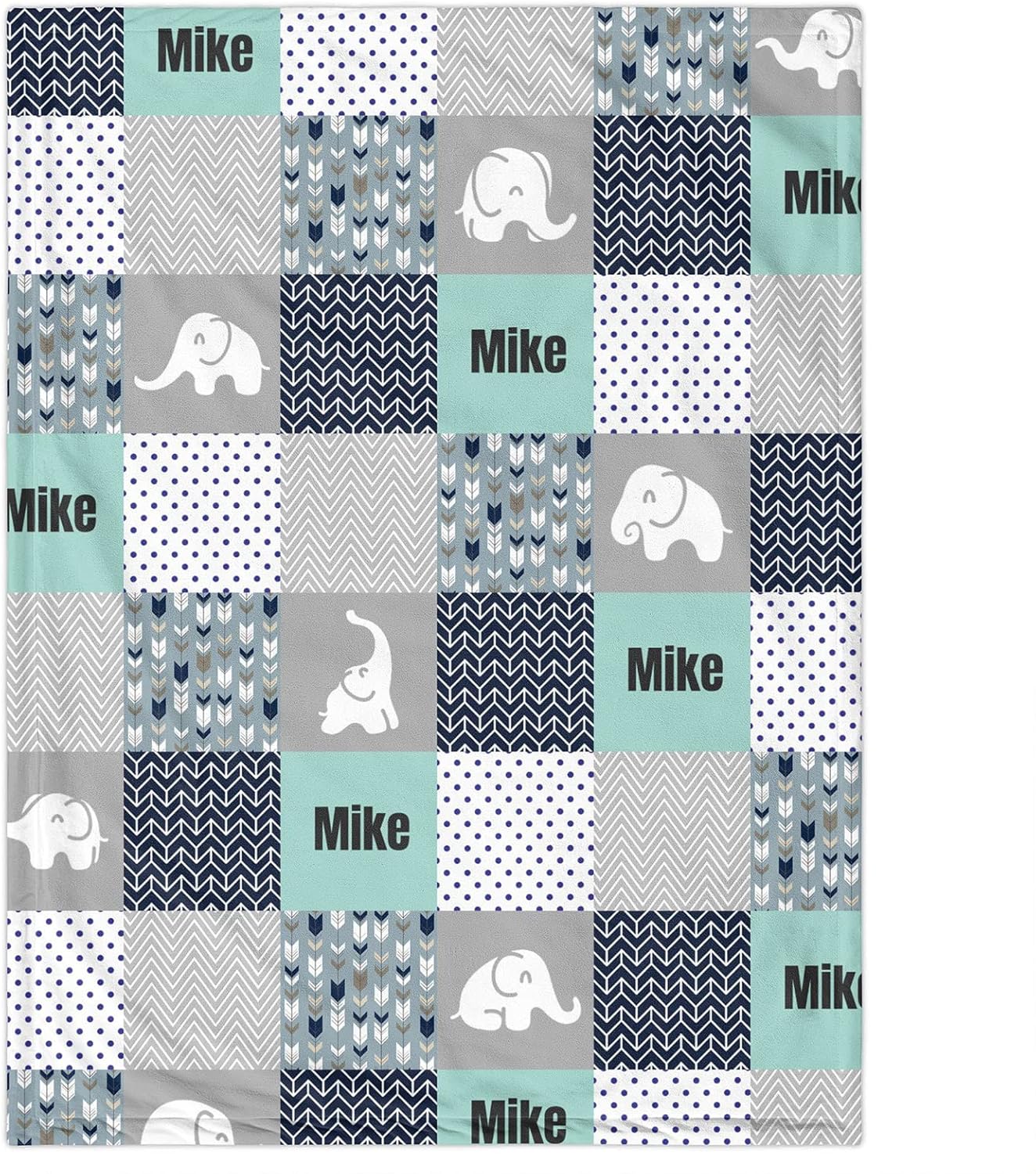 Personalized Elephant Baby Blanket with Name Soft Cozy