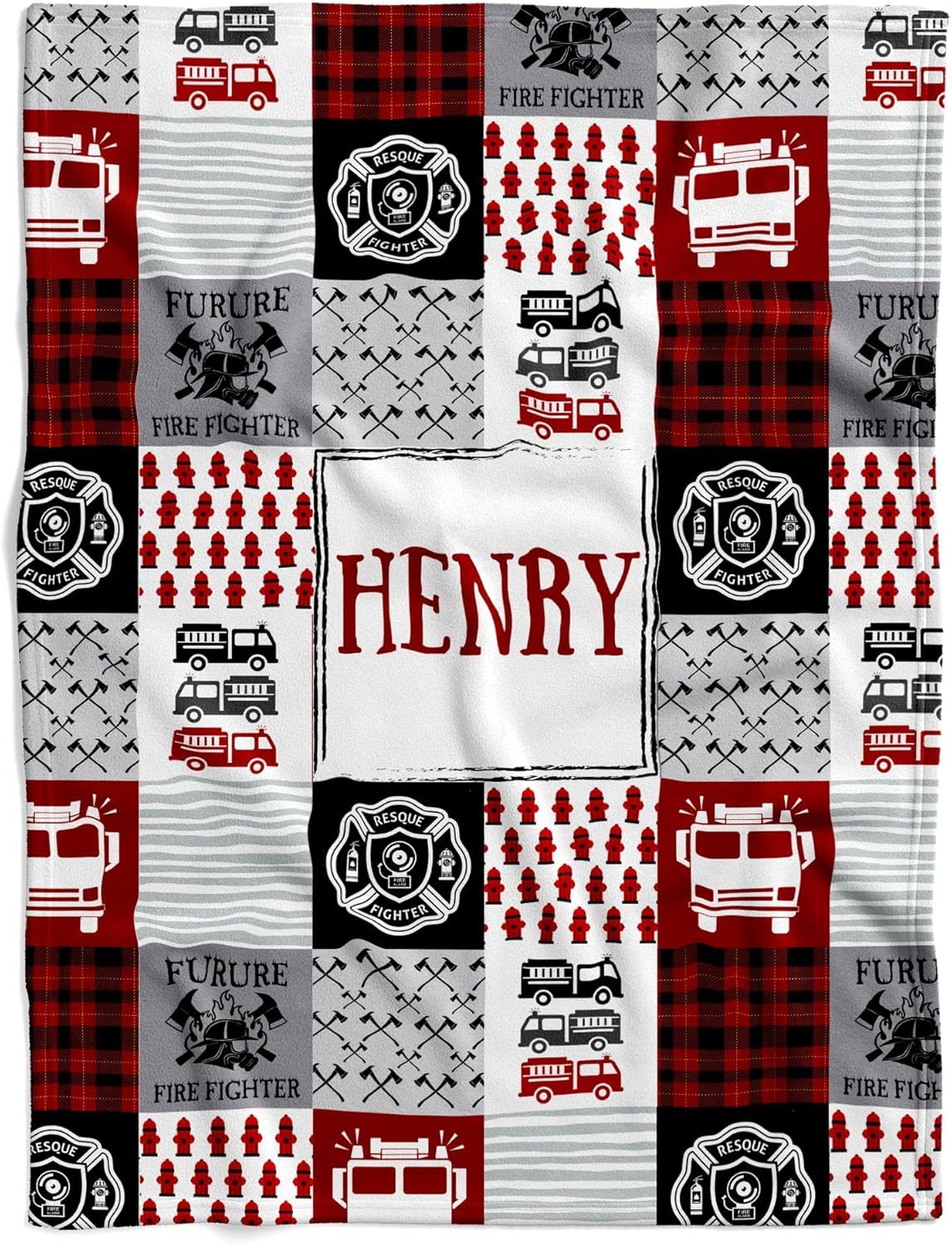 VibeCustom Personalized Firefighter Baby Blanket
