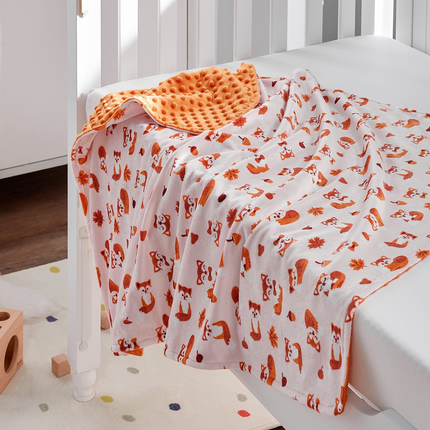 DaysU Silky Micro Plush Baby Blanket with Fox Print 1