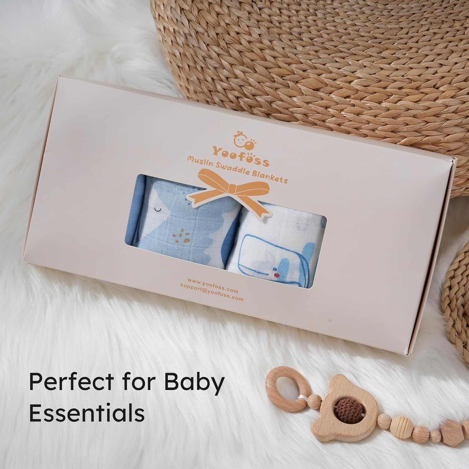 Yoofoss Muslin Swaddle Blankets 4-Pack Neutral Wrap