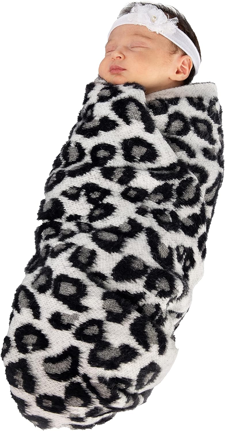 Funky Junque Leopard Print Baby Blanket Ivory 30x35in