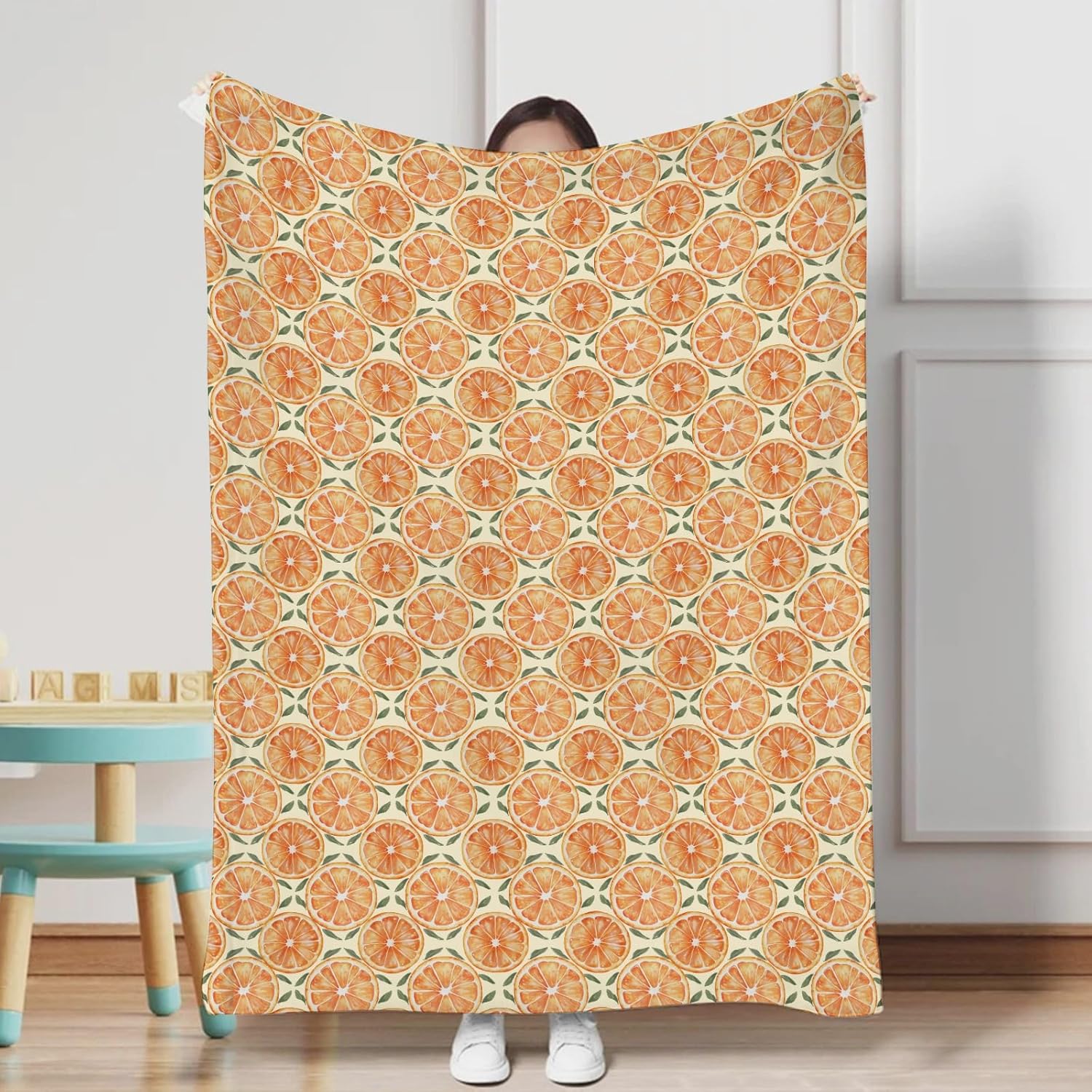 Cute Orange Flannel Baby Blanket for Nursery and Toddler