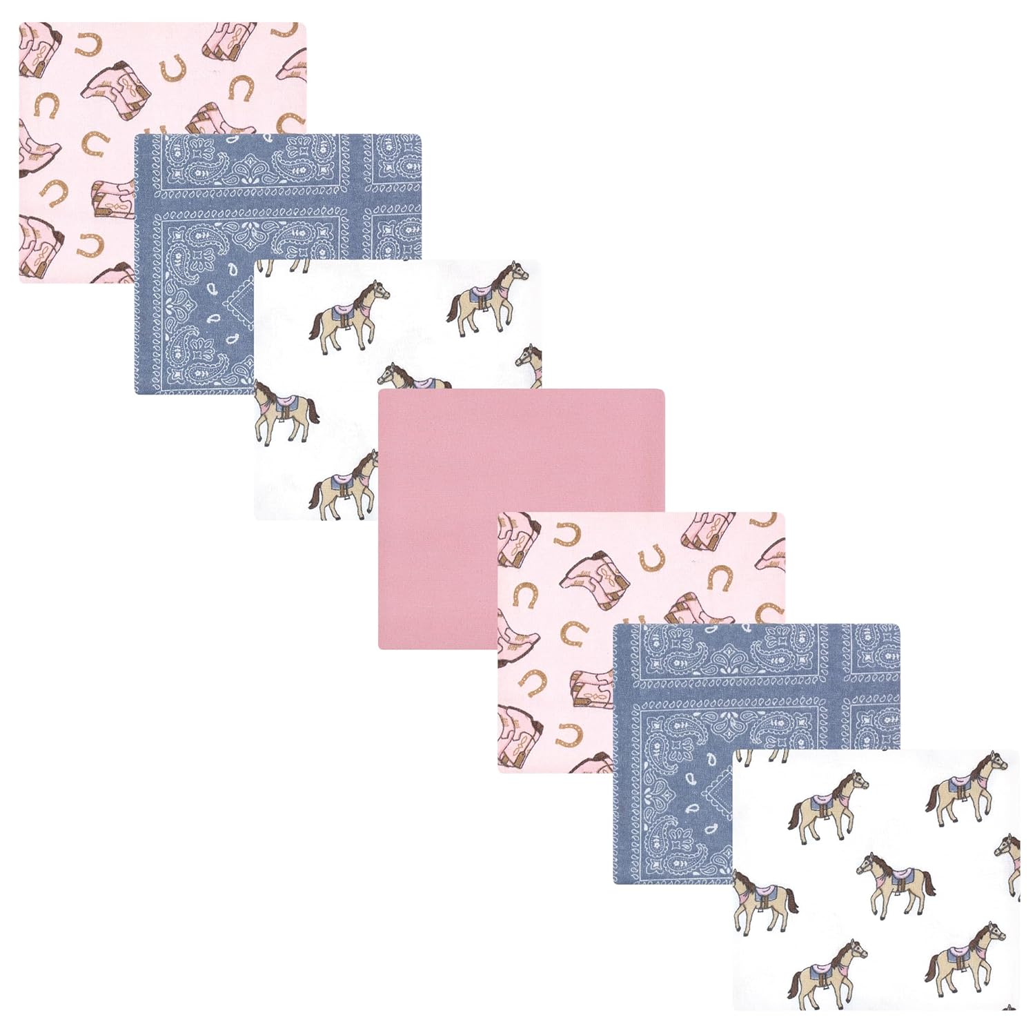 Hudson Baby Unisex Flannel Receiving Blankets 7-Pack Bundle Cowgirl
