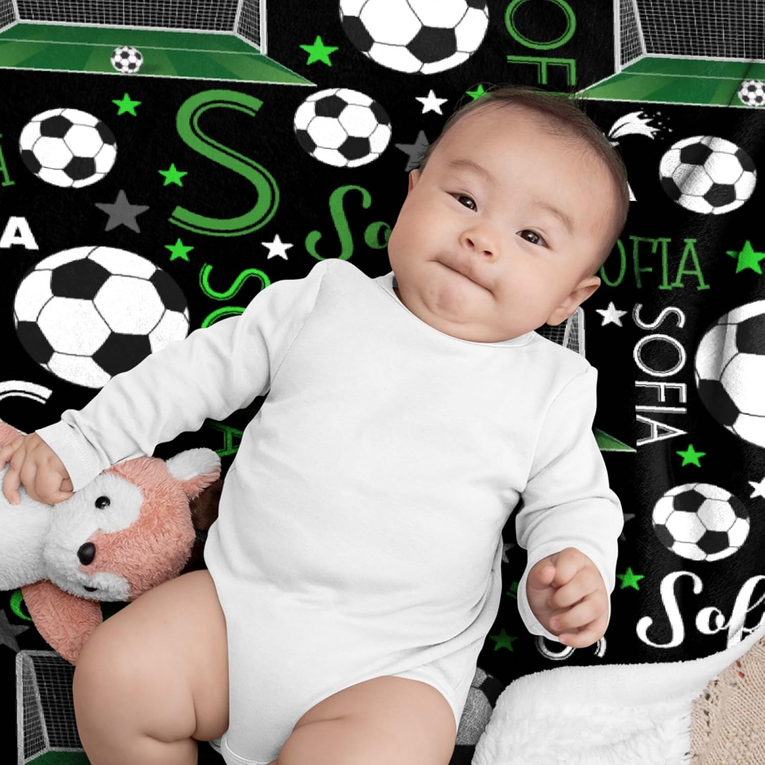 Custom Soccer Name Blanket - Personalized Baby Blanket for Nursery