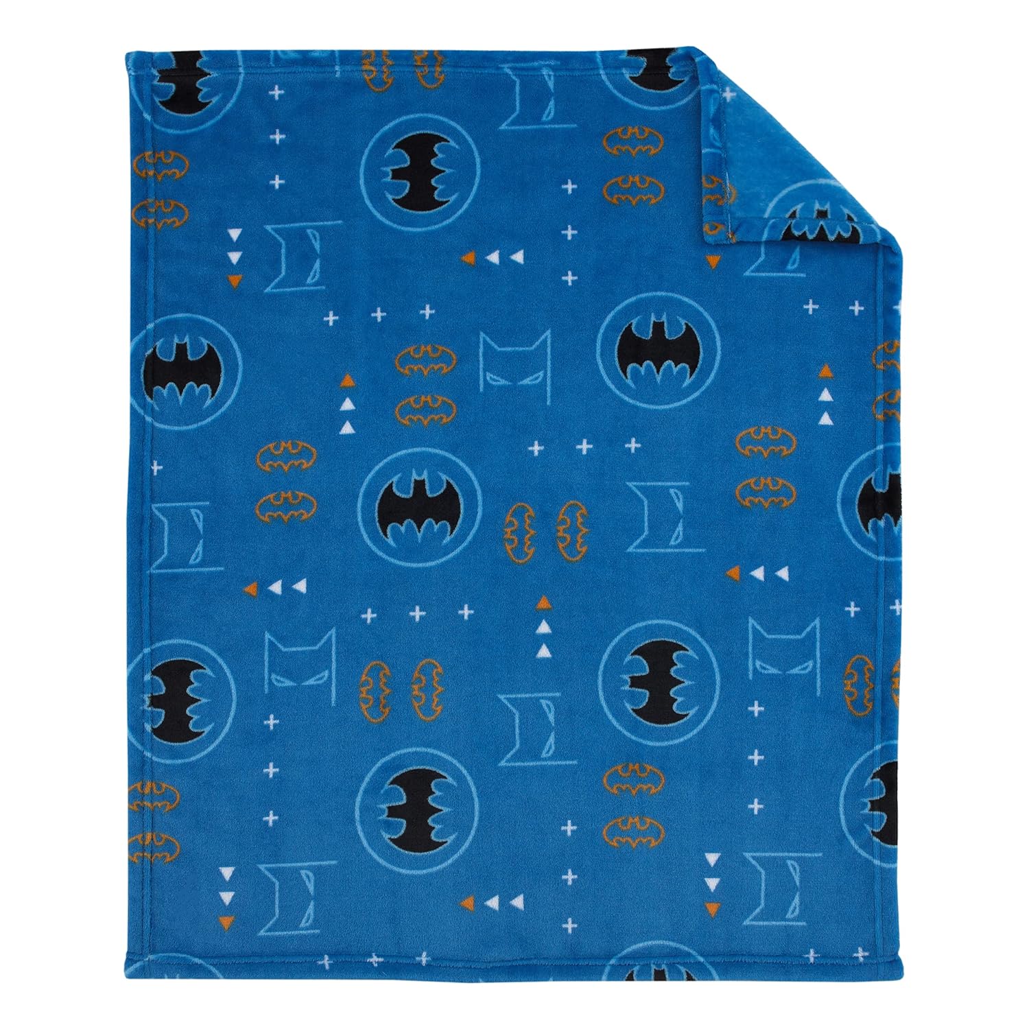 NoJo Batman Blue Orange White Baby Blanket 1