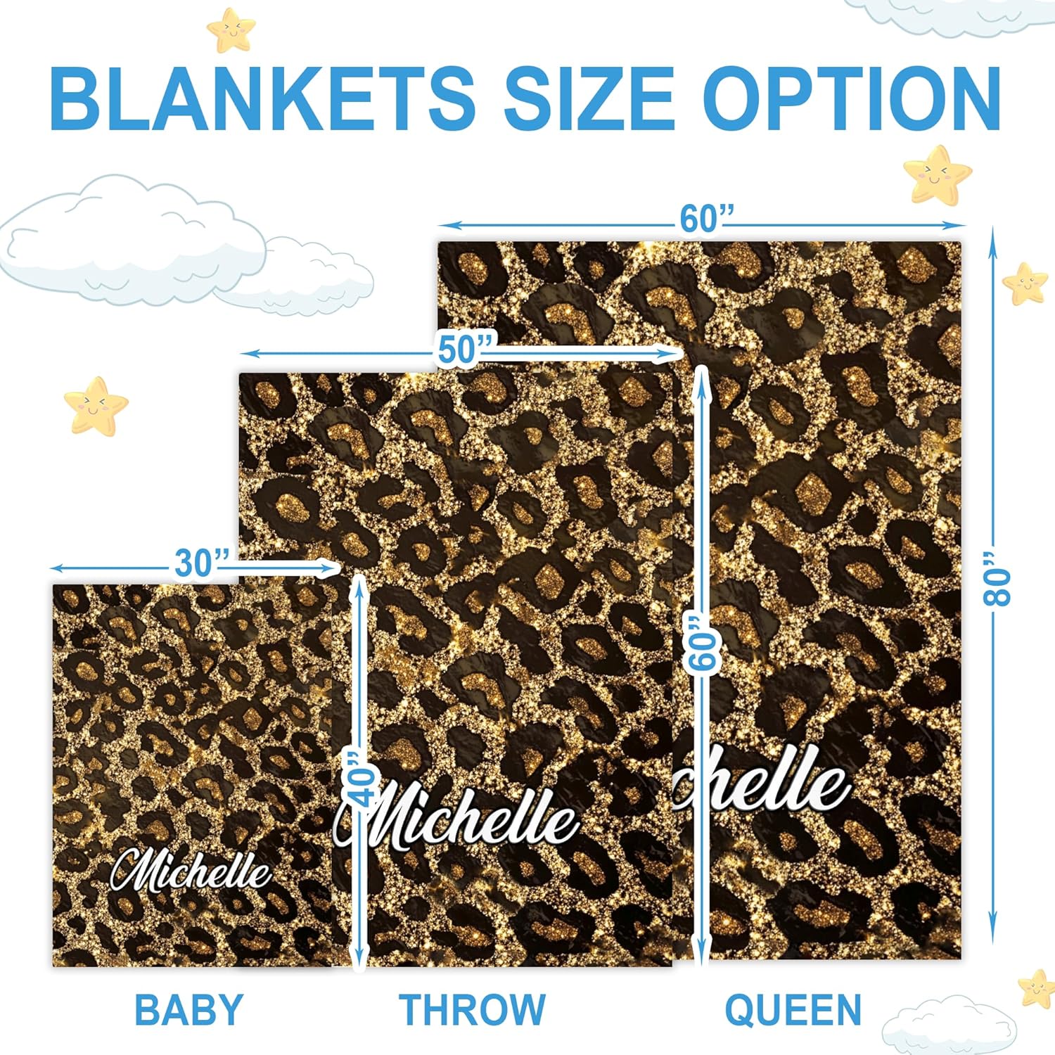 Hyturtle Personalized Leopard Baby Blanket - Cozy Cheetah Print Swaddle for Newborns
