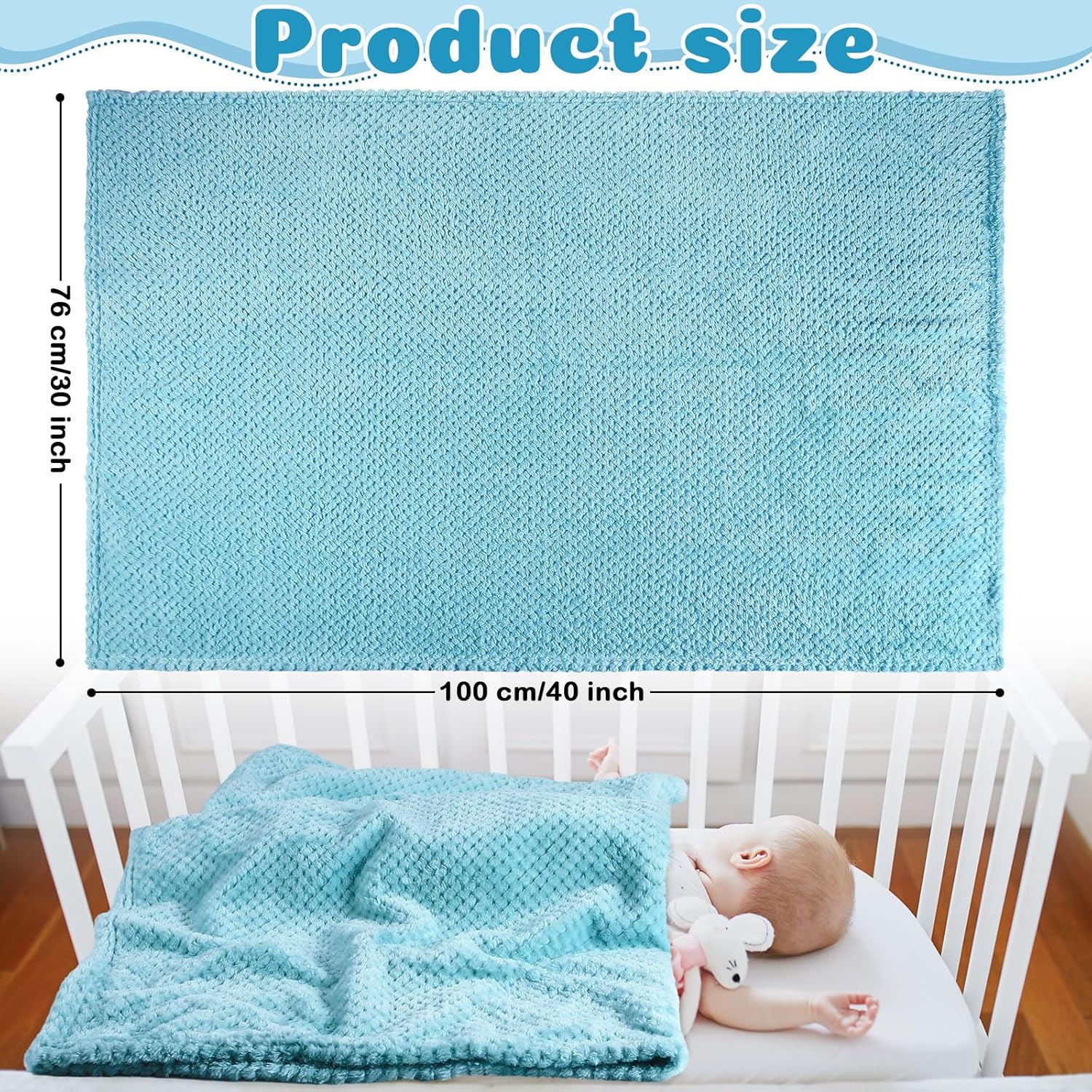 Reginary 4 Pack Waffle Flannel Baby Blankets Light Blue