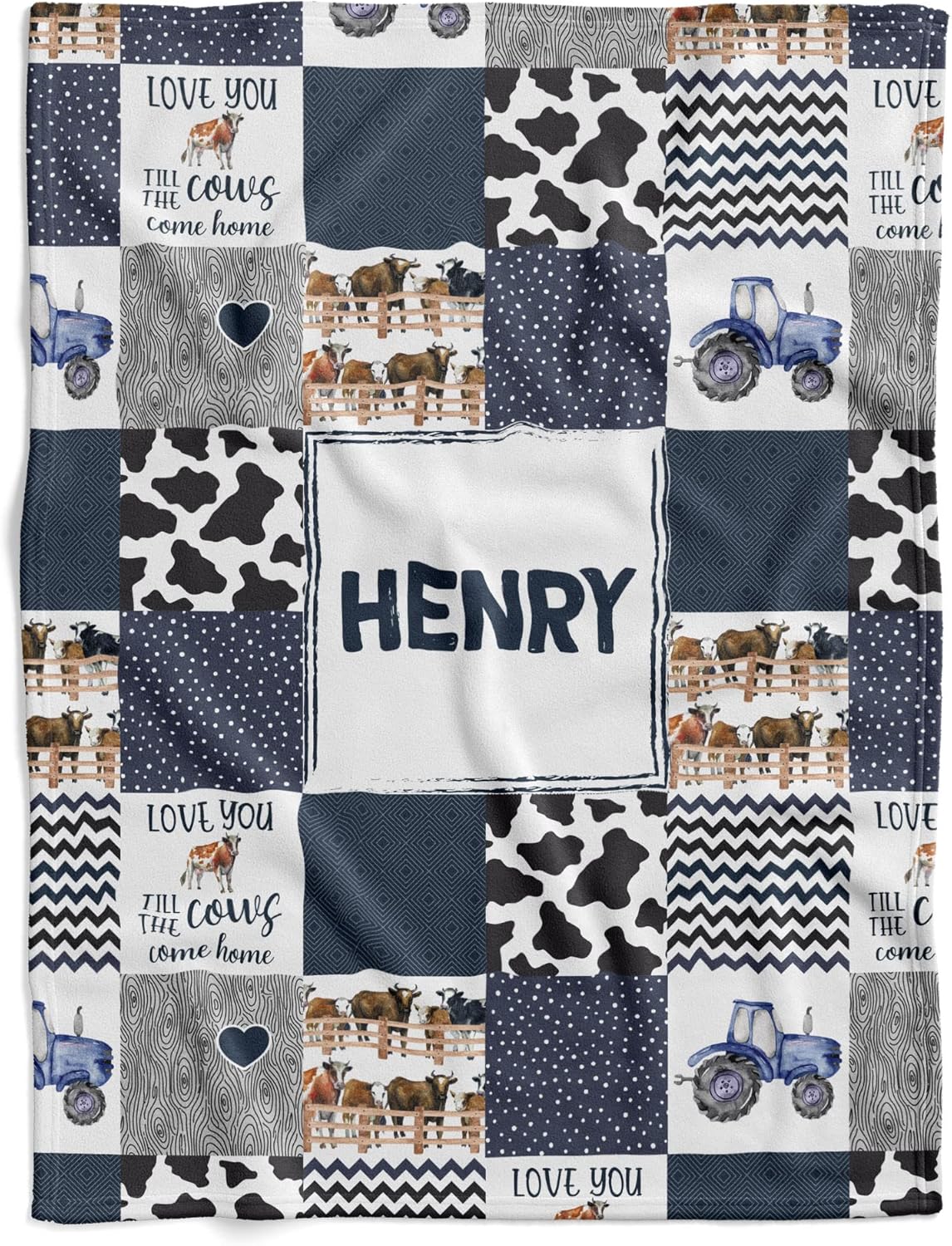 Personalized Cow Print Baby Blanket with Name