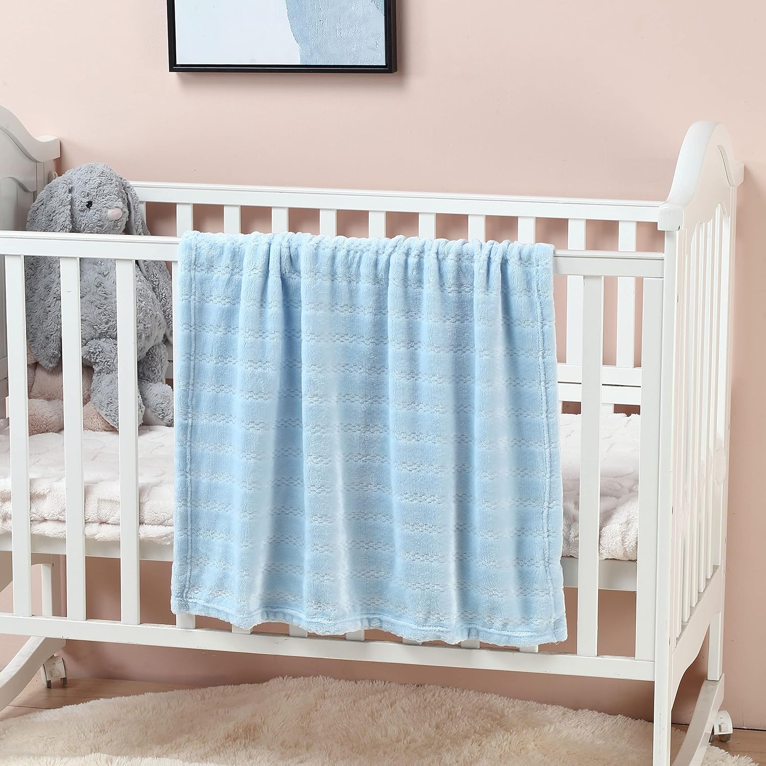 CREVENT 30x40 Soft Cozy Baby Blanket for Boys Girls Ice Blue