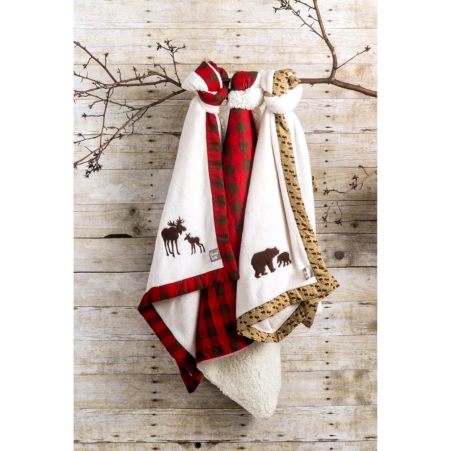 Trend Lab Gray Brown Buffalo Check Flannel Baby Blanket 1