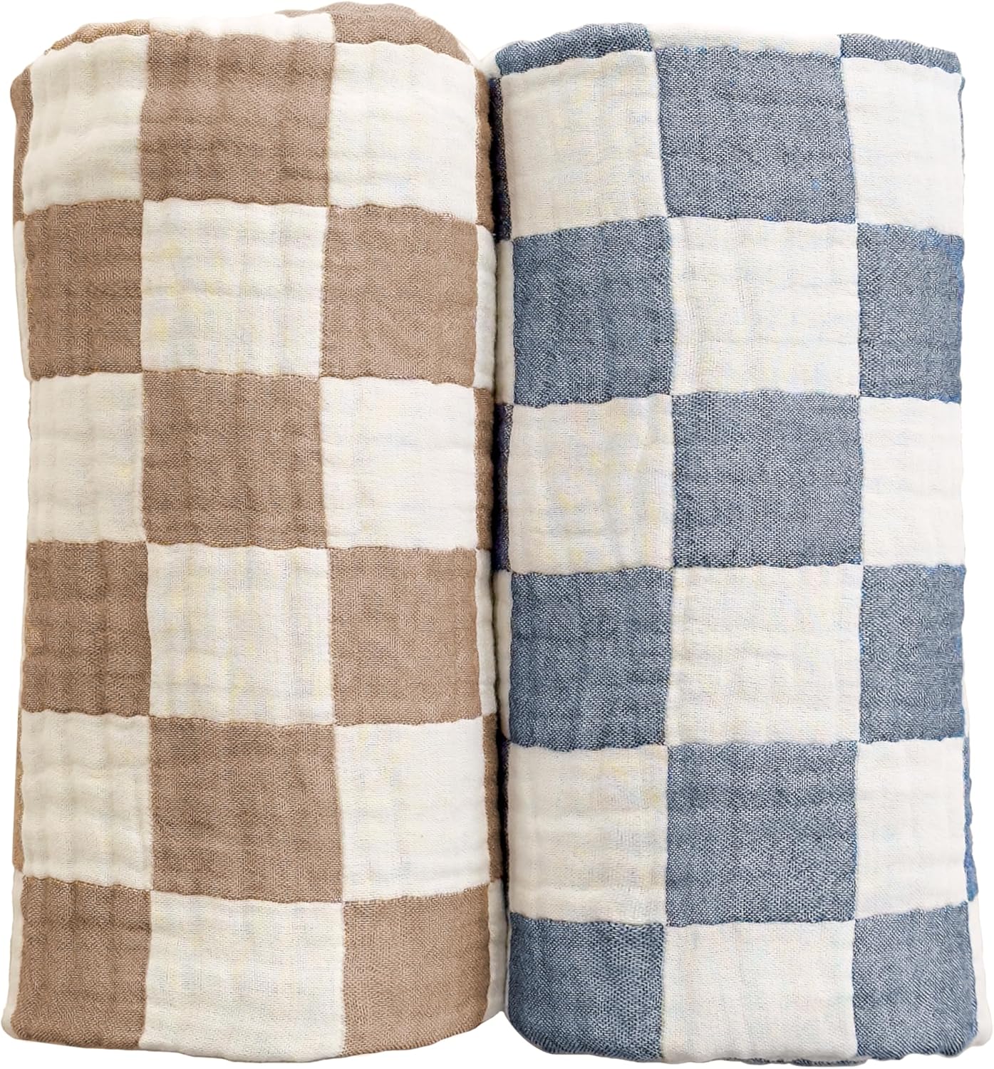 REPRECONF Ultra Soft Checkered Muslin Blanket Set of 2 for Baby